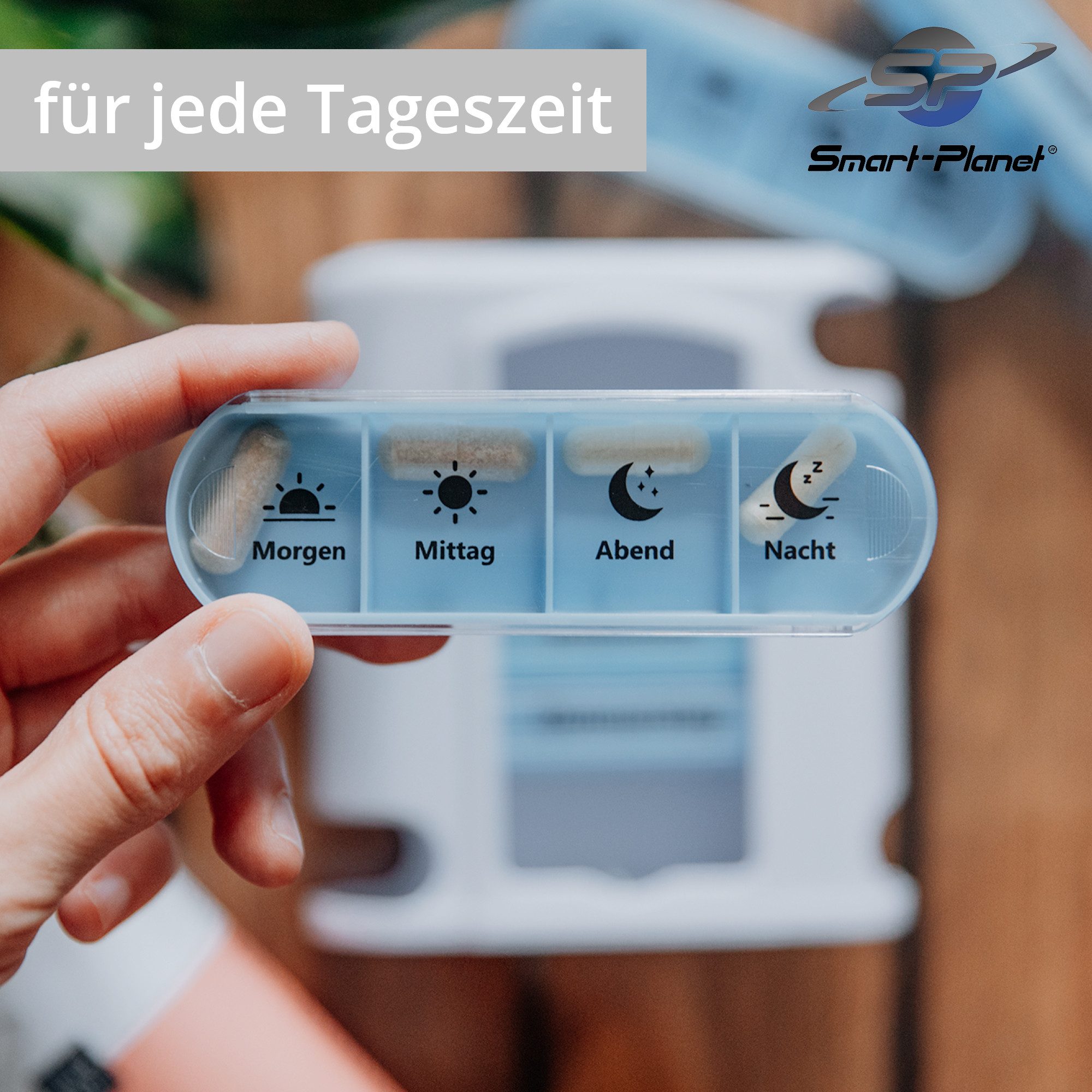 Smart-Planet Pillendose Tablettenbox - 7 Tage 4 Fächer - morgens mittags abends nachts