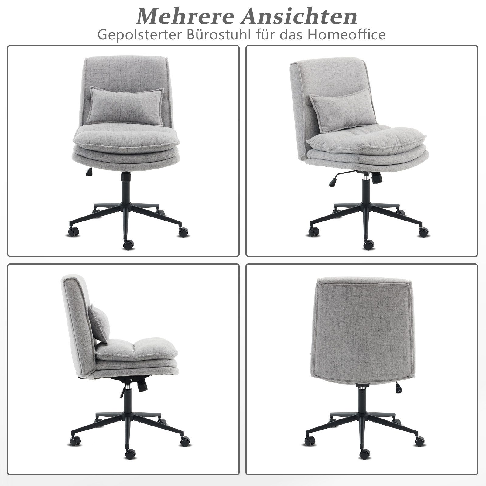 VINGLI Drehstuhl mit Rollen, Bürostuhl ohne günstig online kaufen