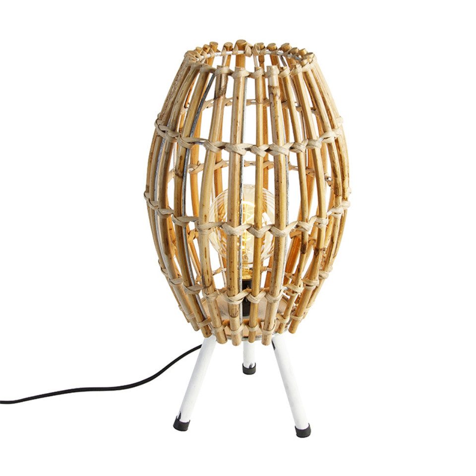 Qazqa Tischleuchte Capsulecanna, ohne Leuchtmittel, Warmweiß, QAZQA Tisch­leuchte, e27, Naturel, Bamboo, Landhaus