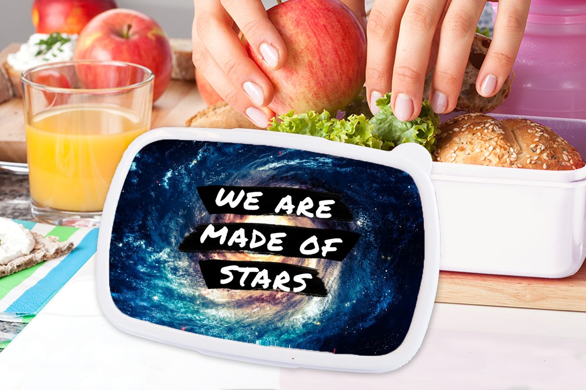 Lunchbox aus (2-tlg), weiß Brotdose, und gemacht' Sprichwörter - für Erwachsene, Kinder Mädchen MuchoWow -, - für sind Zitate Sternen 'Wir Jungs und Brotbox - Kunststoff, Sterne