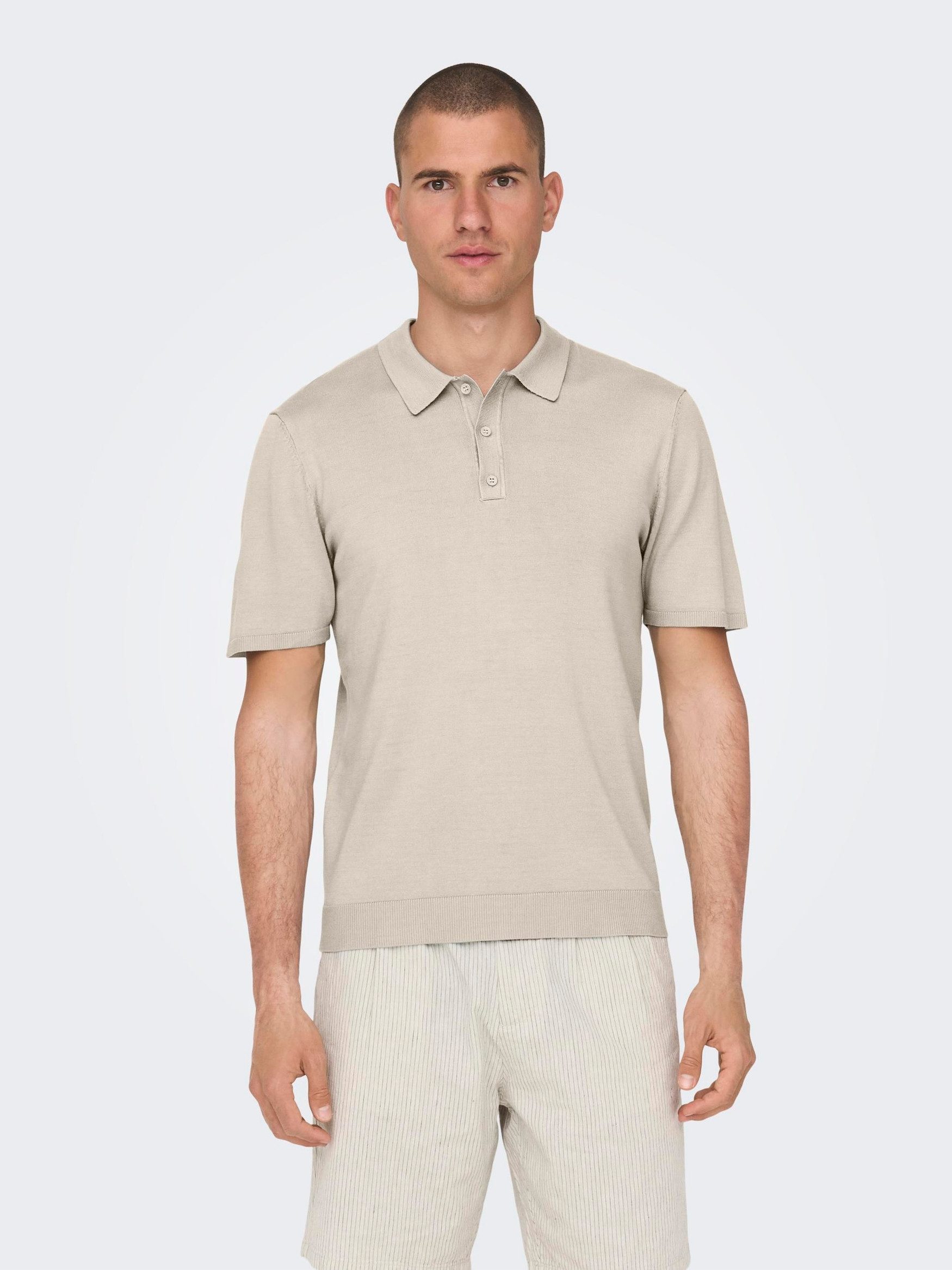 ONLY & SONS Poloshirt Regular Fit Poloshirt Einfarbiges Basic Business Shirt ONSWYLER 7169 in Weiß