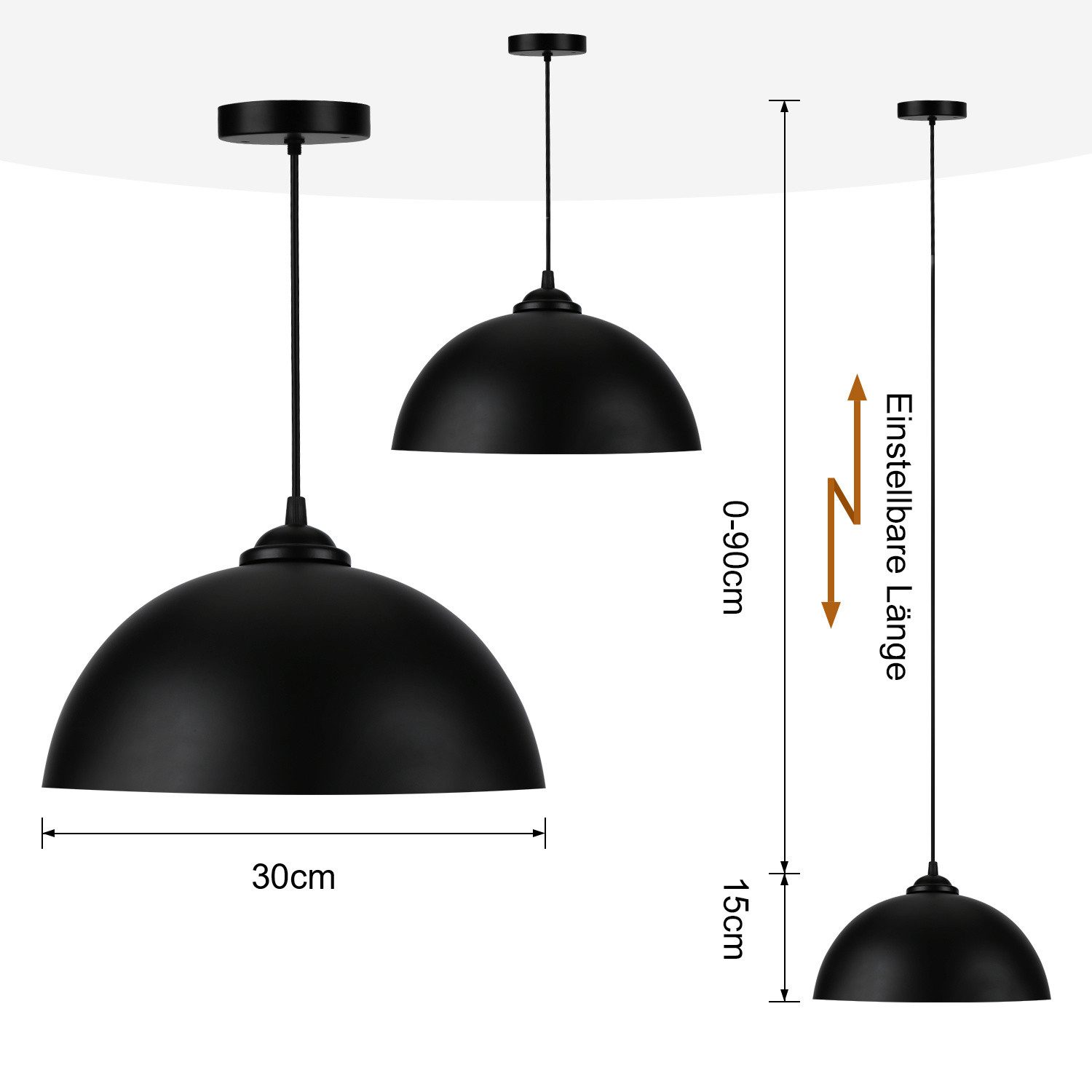 Clanmacy Pendelleuchte Pendelleuchte Lampenschirm 2er Set Industrielle Vintage E27 Retro, ohne Leuchtmittel – Bild 2 von 5