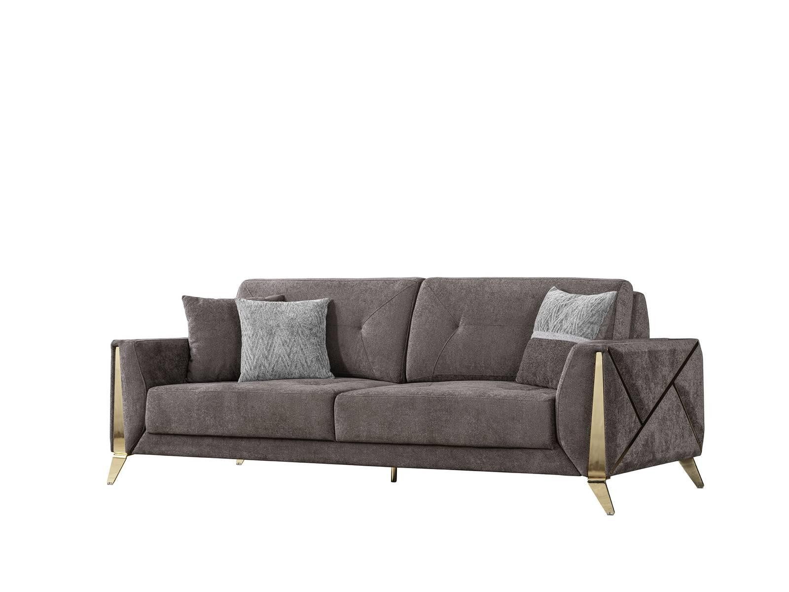 Xlmoebel 3-Sitzer Luxuriöses Kunstleder-Sofa in eleganter grauer Farbe für günstig online kaufen