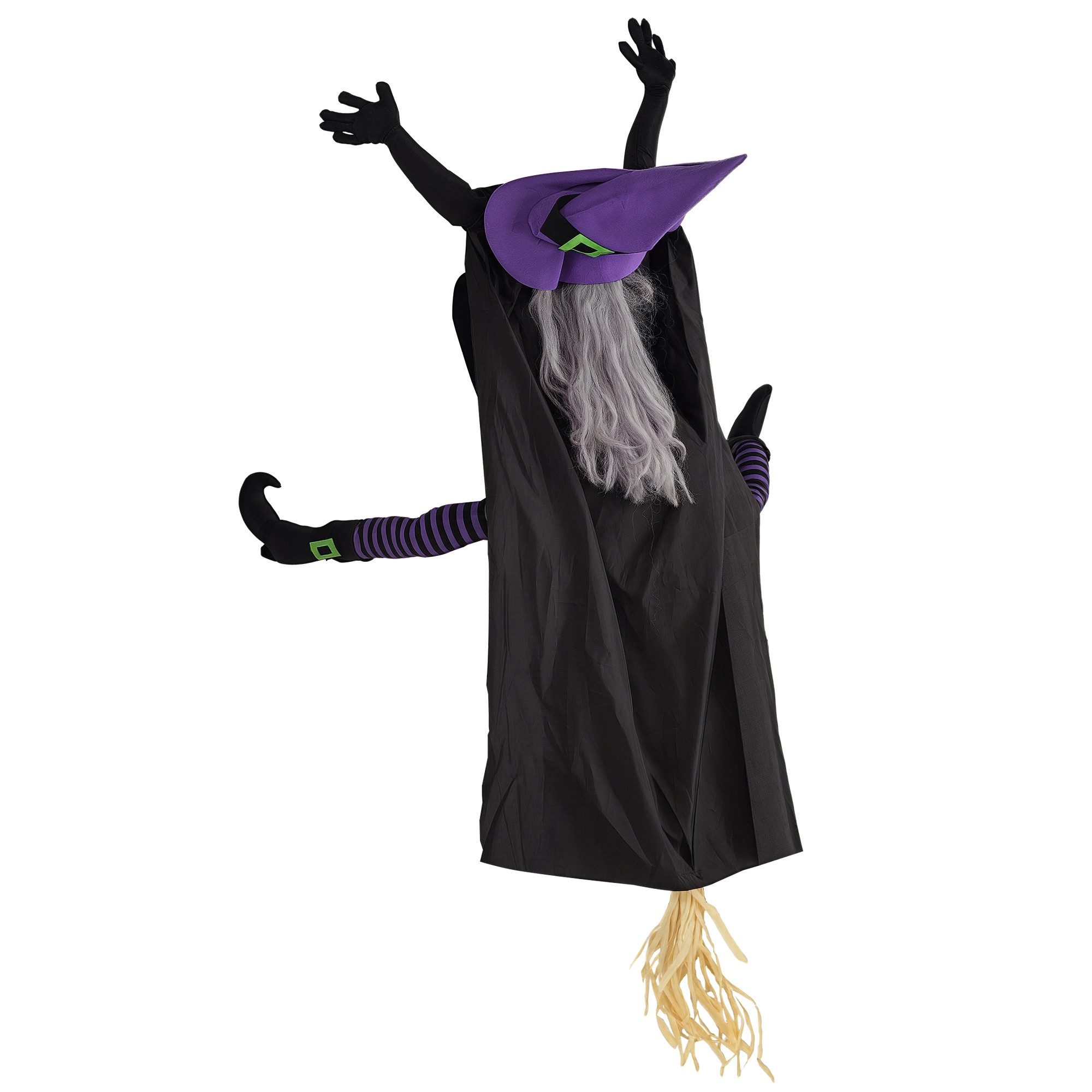 HOMCOM Dekofigur 170cm Halloween Fliegende Hexe, in Lebensgröße (Garten Dekofigur, 1 St., Halloween Dekoration), für Party Baumstämme Säulen, Stahl