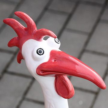 Tangoo Gartenfigur Tangoo Keramik-Vogel Hahn-Hals weiß mit rotem Schnabel, (Stück)