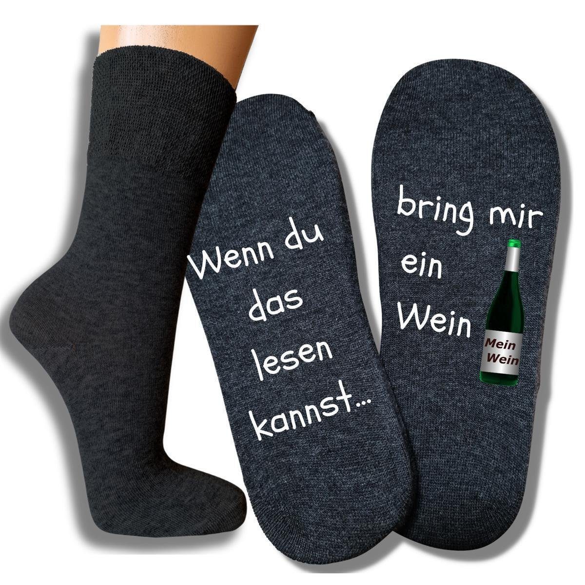 Wenn Spruchsocken bentini Wein - das du kannst lesen Basicsocken anthrazitmelange (1-Paar)