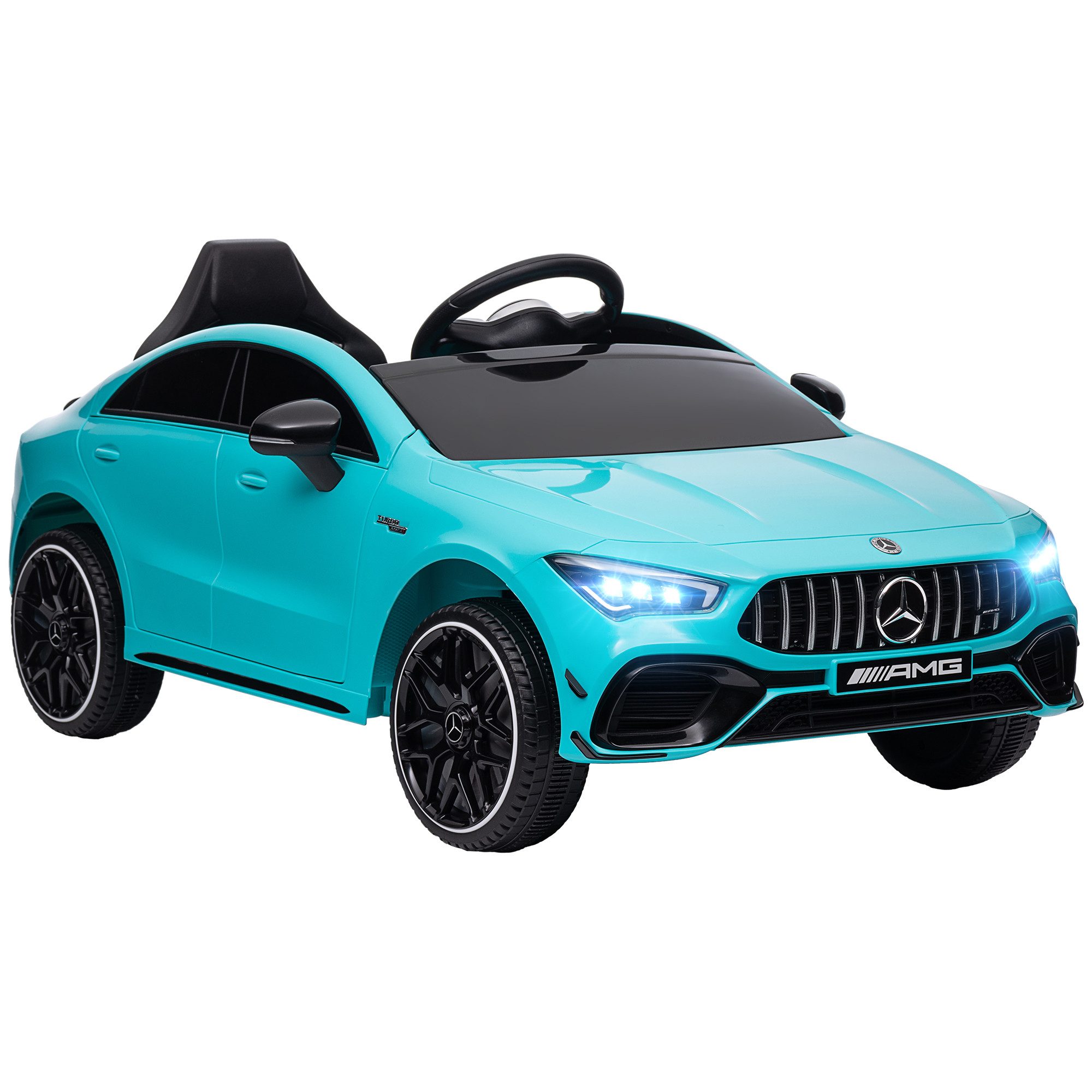 AIYAPLAY Elektro-Kinderauto Merceds-Benz AMG GTR Kinderauto mit 2,4G Fernbedienung, Hupe, Belastbarkeit 30 kg, (1-tlg), bis 5 km,h, für Kinder 3-6 Jahre, Hellblau