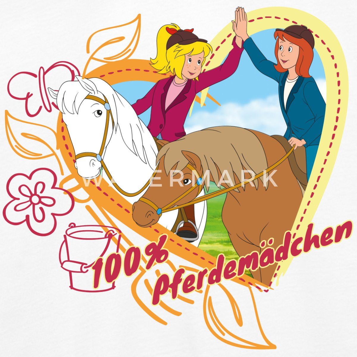 Spreadshirt T-Shirt Bibi Und Tina Pferdemädchen Herz Teenager Premium Langarmshirt (1-tlg)