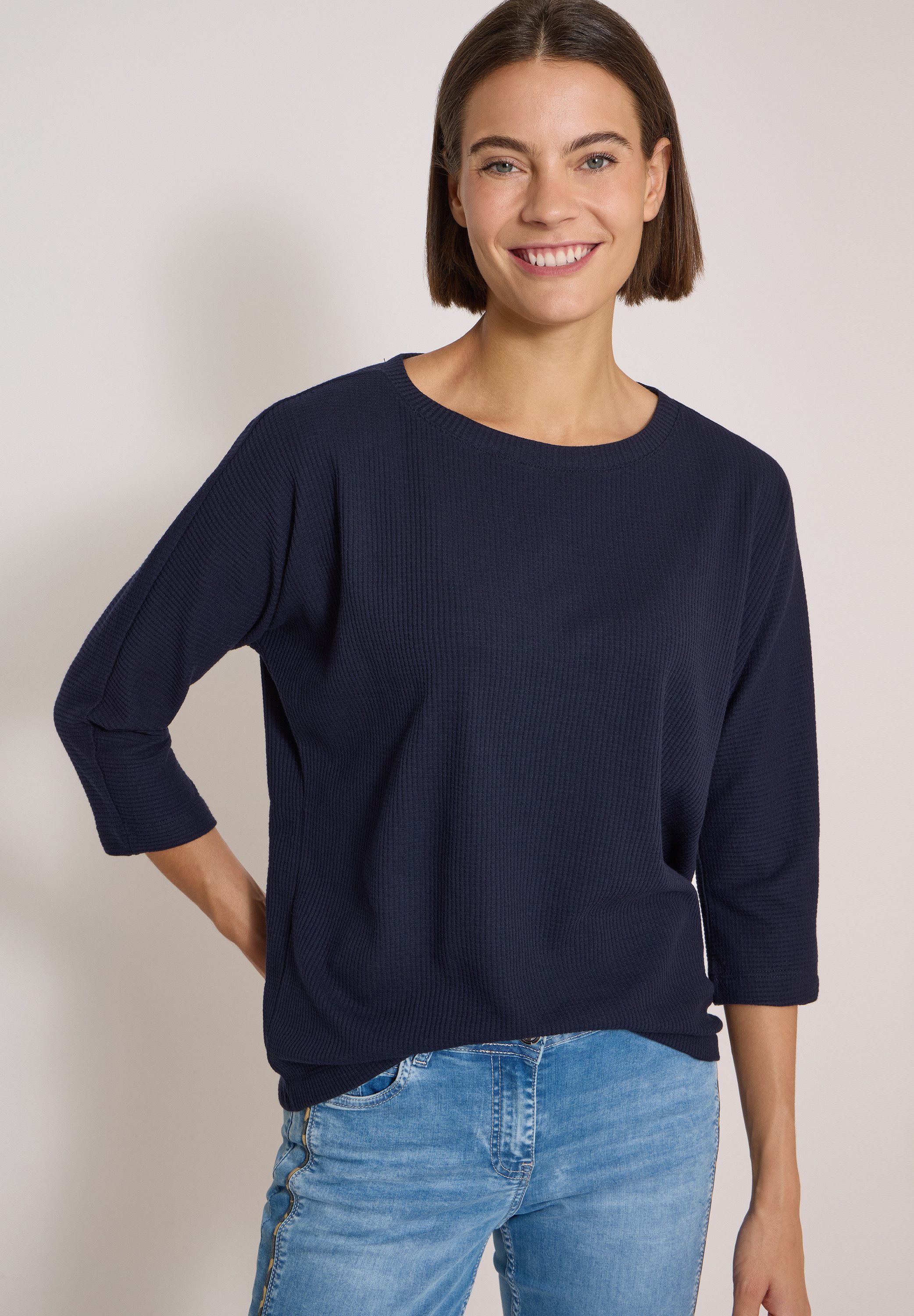 CECIL 3/4-Arm-Shirt mit Waffelstruktur