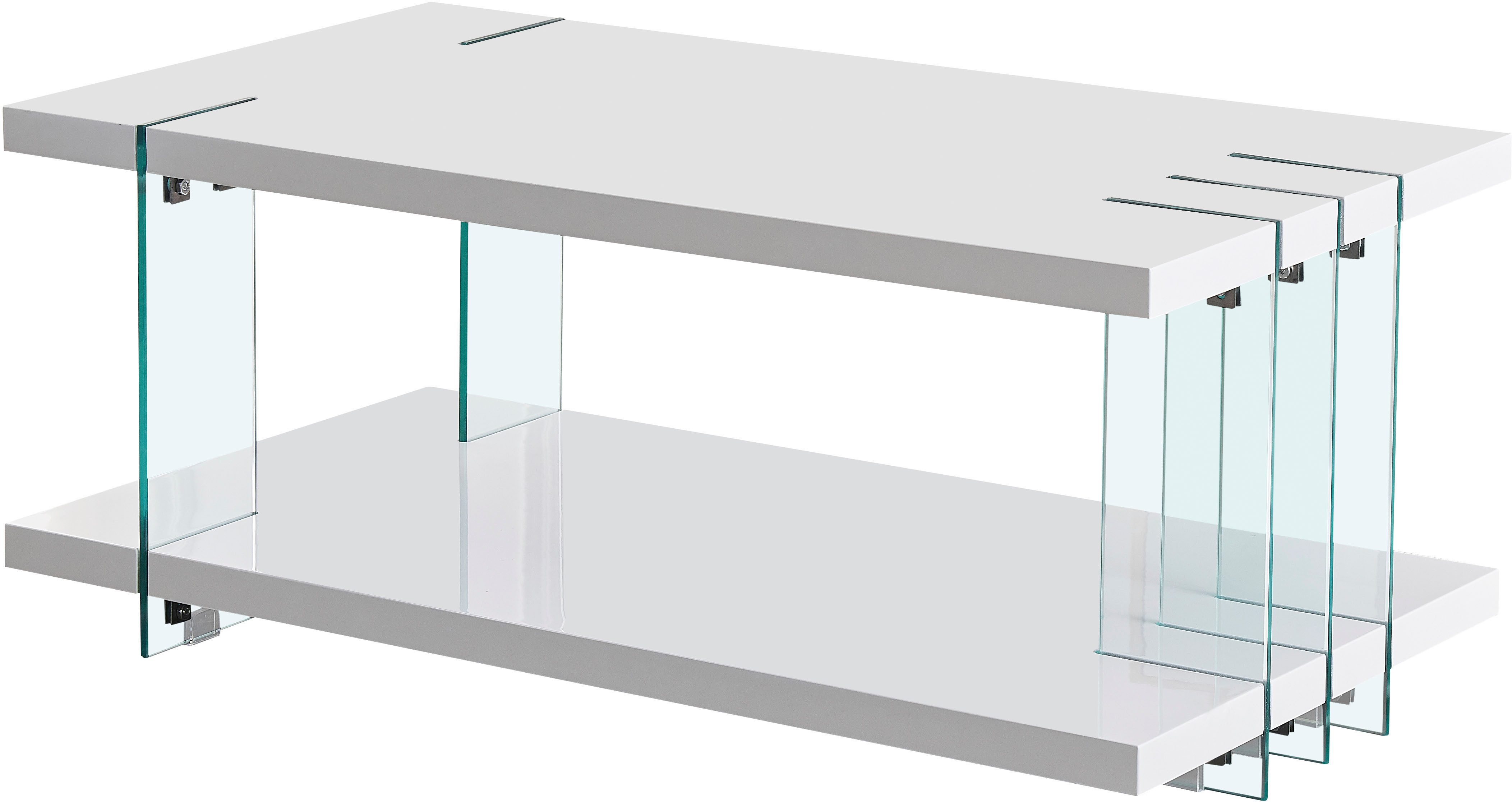 Stolkom Sp.z.o.o. Couchtisch Dallas, weiß hochglanz, Tisch mit Glaselementen