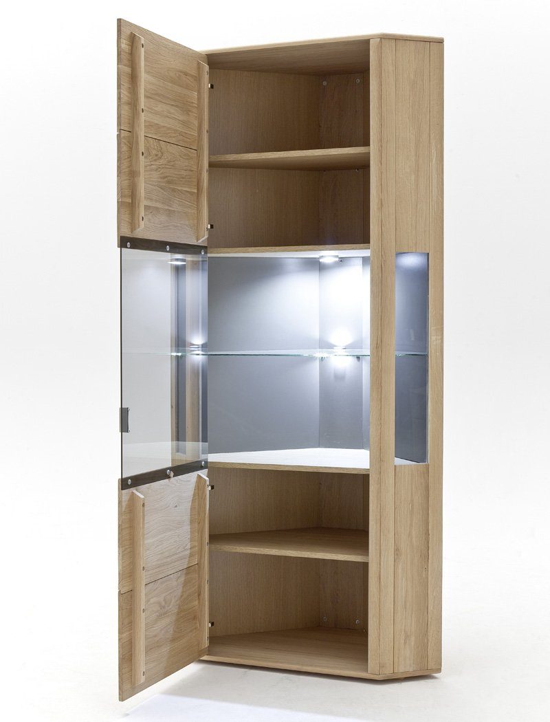 expendio Wohnzimmer-Set Torrent 147, + A2 graublau (Spar-Set, 4x 8-St), Kunstleder LED Eiche bianco Stuhl montiert