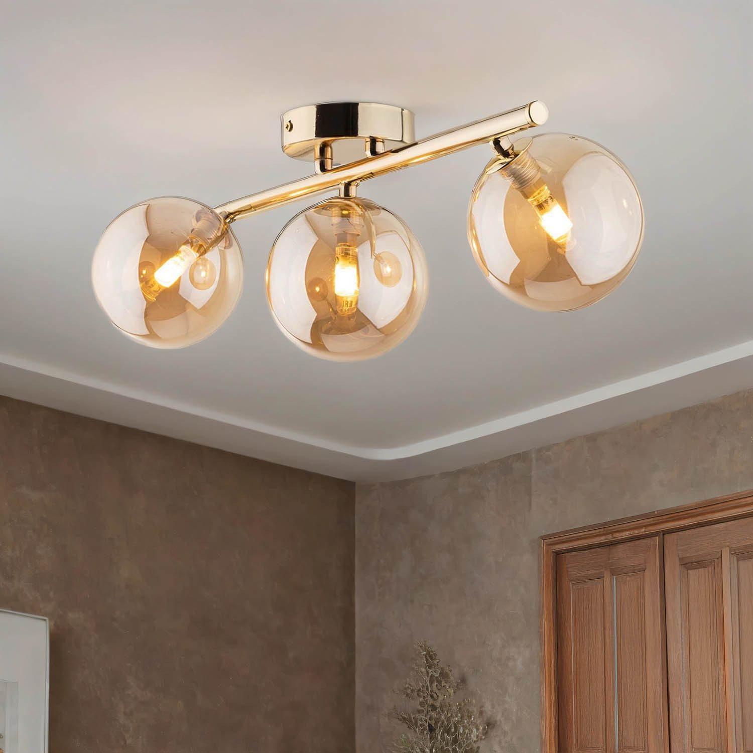 Licht-Erlebnisse Deckenleuchte MIEKE, ohne Leuchtmittel, Metall Rauchglas 4 günstig online kaufen