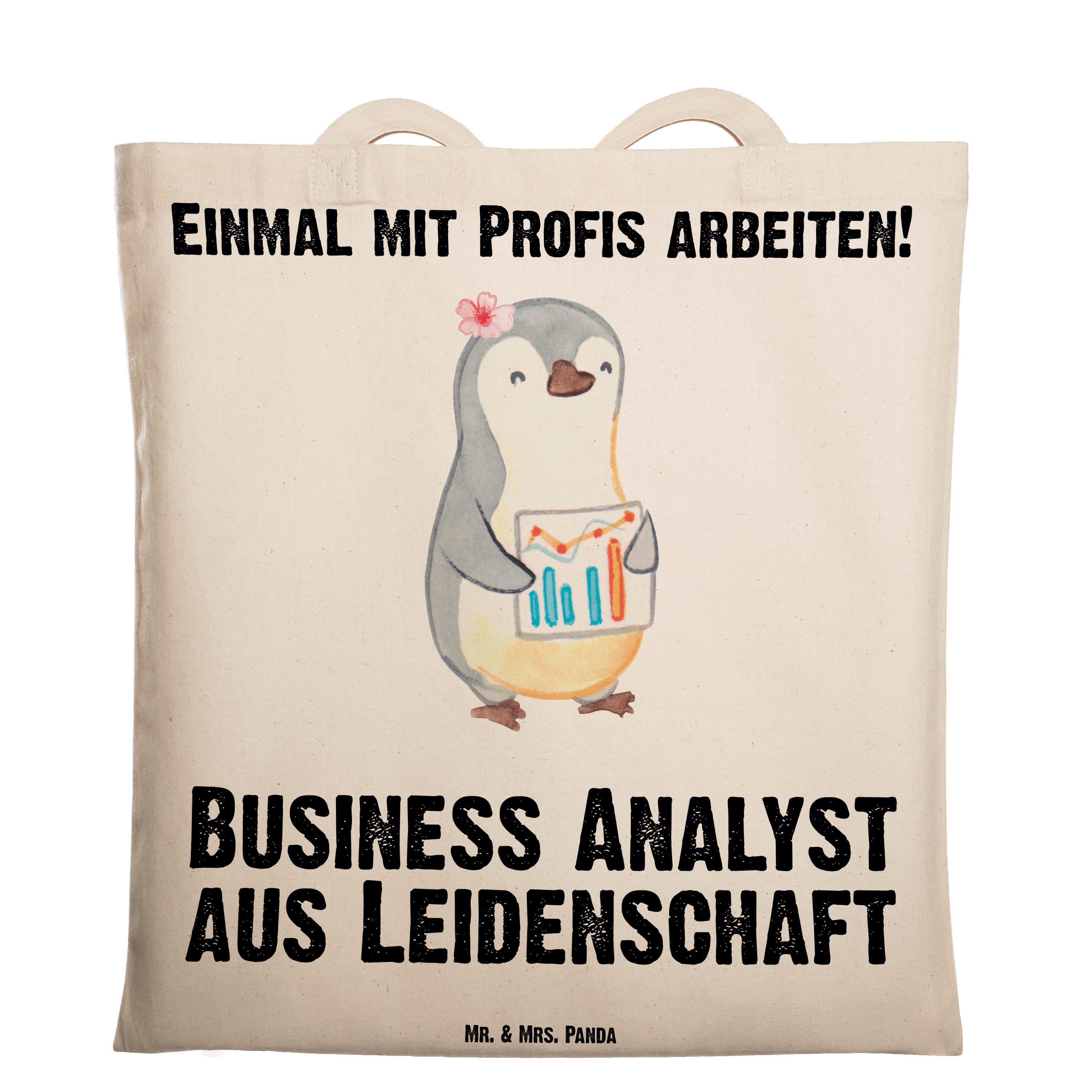 & Leidenschaft Tragetasche Business Analyst aus Transparent Mrs. Geschenk, - Panda Jutebeute - Mr. (1-tlg)