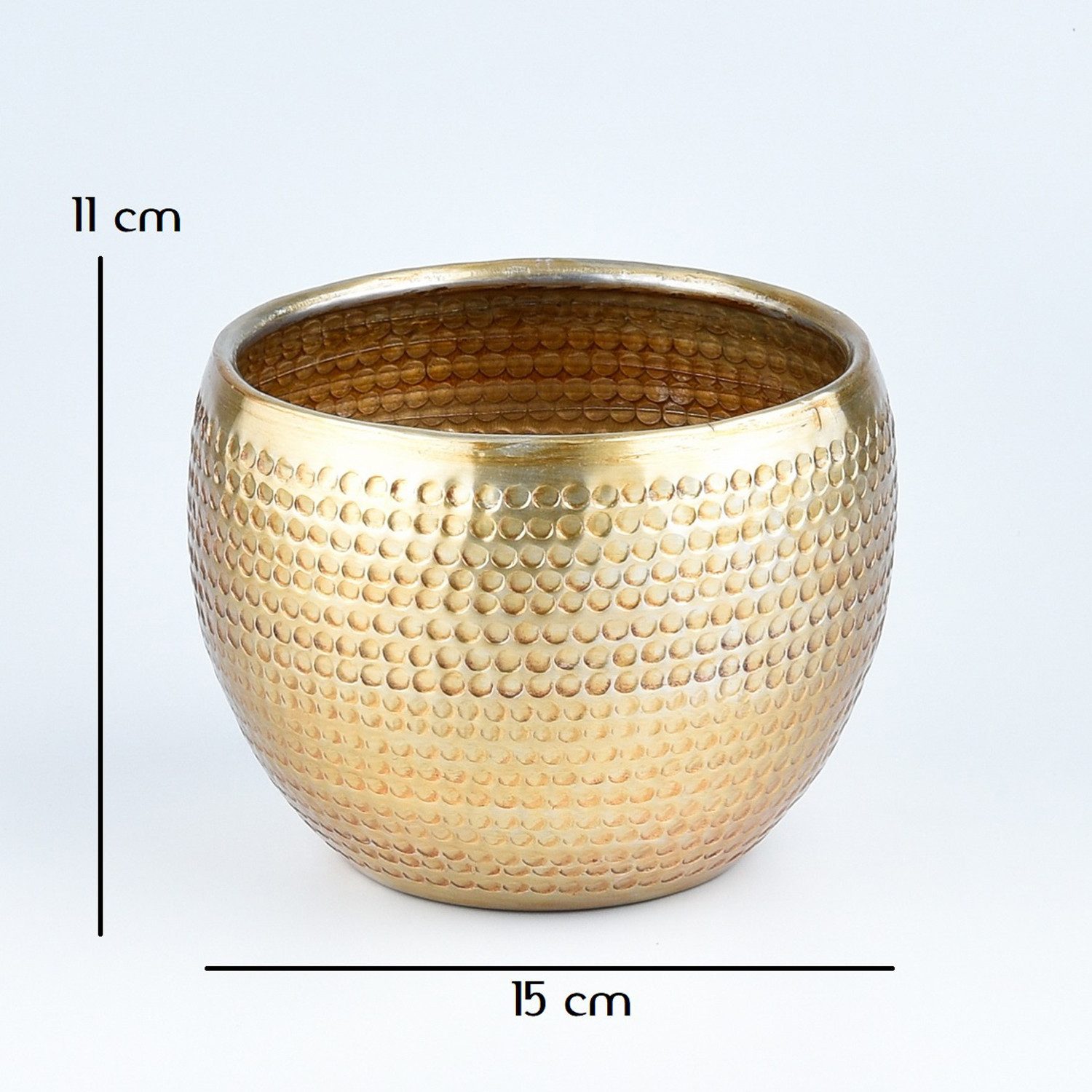 Marrakesch Orient & Mediterran Interior Übertopf Modernes Blumengefäß Elis handgefertigt aus Aluminium in Gold 15 cm (1 St), Handarbeit