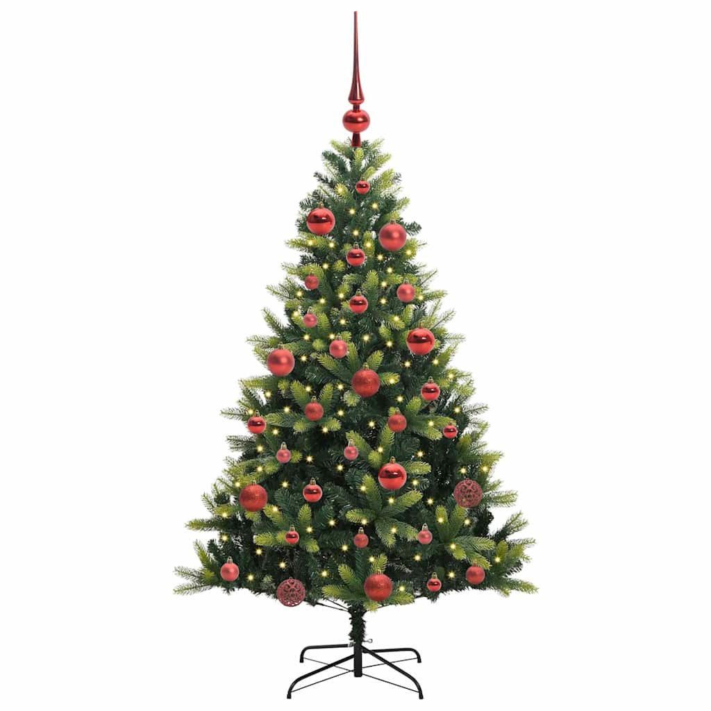 vidaXL LED Baum Künstlicher geflammter Weihnachtsbaum 150 LEDs Grün 150 cm
