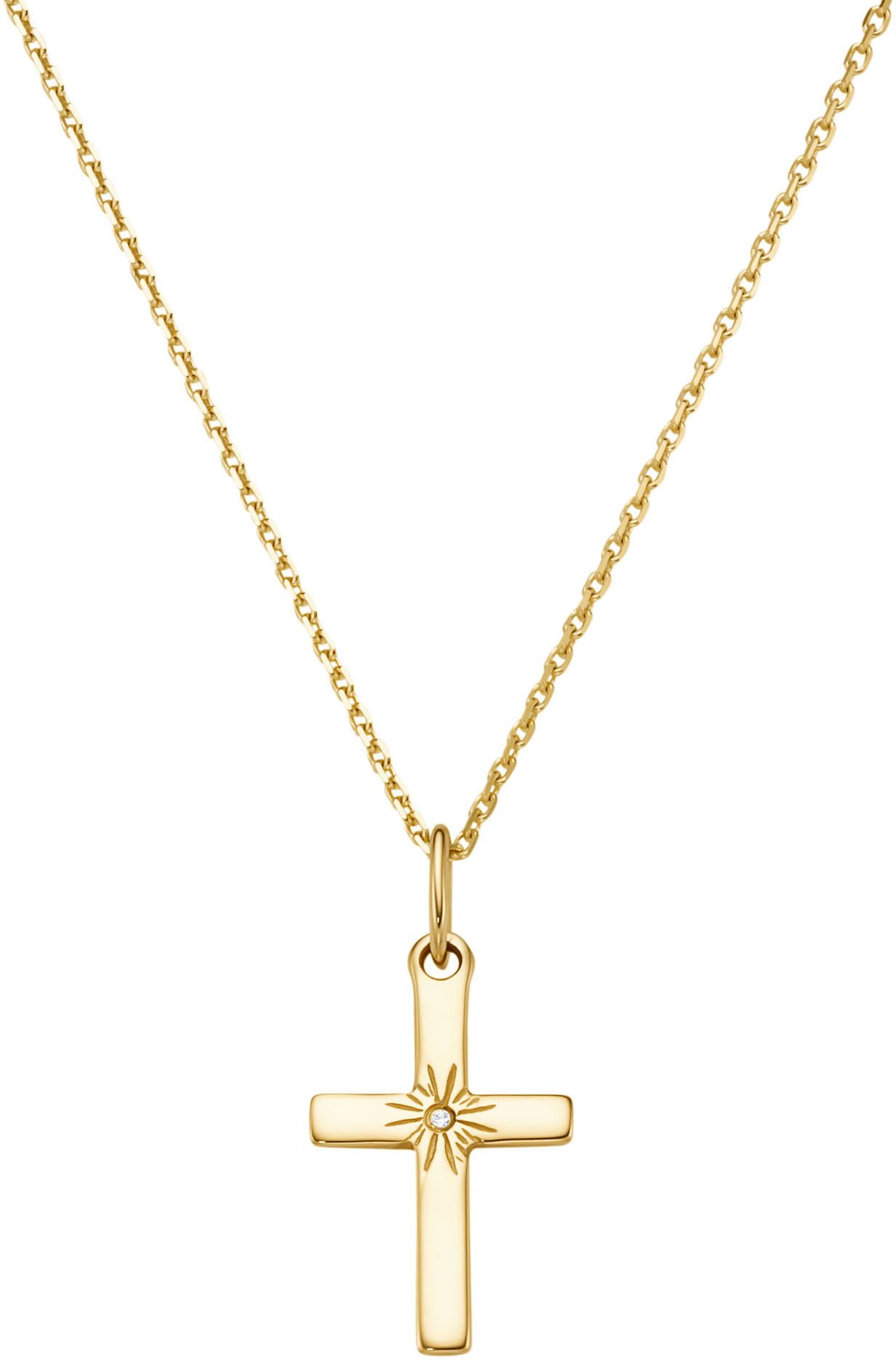 Kette mit Anhänger Schmuck Geschenk Gold 375 Halsschmuck Halskette Goldkette Kreuz