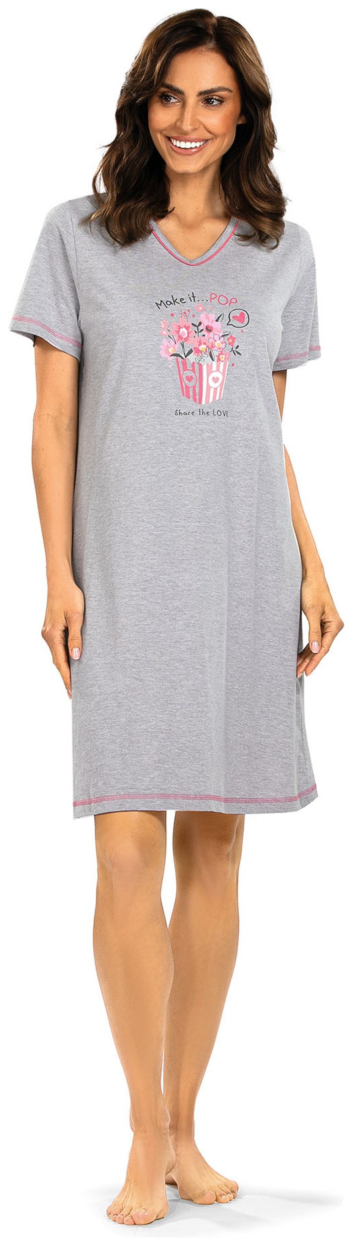 comtessa Nachthemd Feeling Good (Set, 1-tlg., 1-teilig) Damen Sleepshirt ca.95cm Schlafshirt Baumwolle auch große Größen