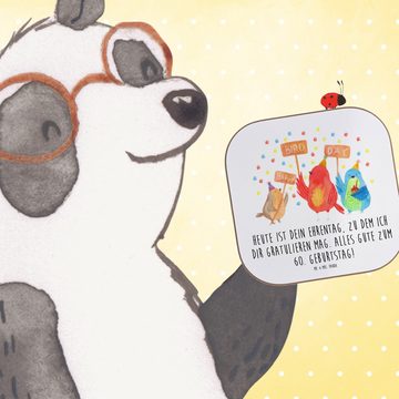 Mr. & Mrs. Panda Getränkeuntersetzer 60. Geburtstag Happy Bird Day - Weiß - Geschenk, Untersetzer Gläser, 1-tlg., Innovative Designs
