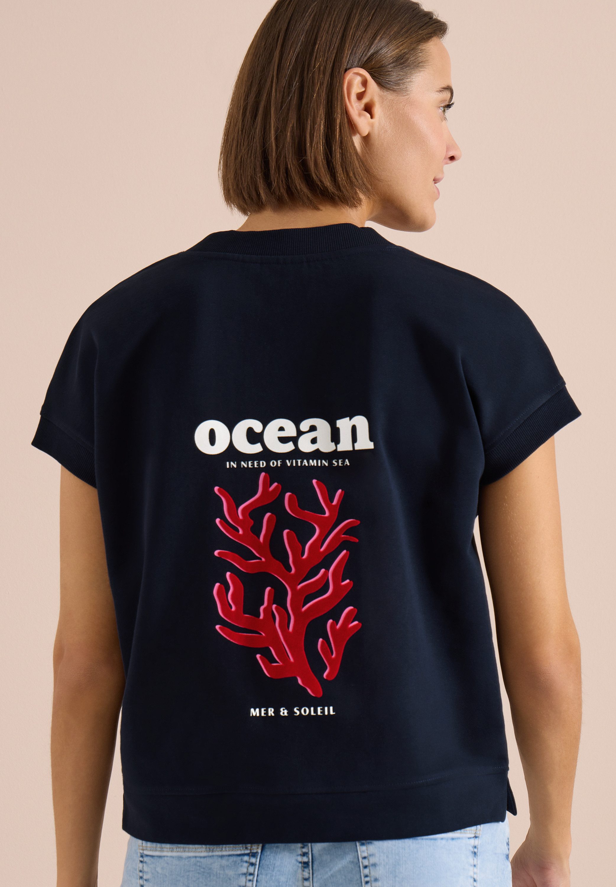 CECIL Sweatshirt Sommer-Sweatshirt mit Backprint