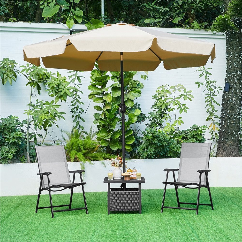 Yaheetech Klappstuhl 2-er Set Klappbarer Gartenstuhl aus Texteline-Gewebe, Stabile Gartenstühle mit Rückenlehne & Armlehnen bis 150 kg Belastbar – Bild 2 von 5
