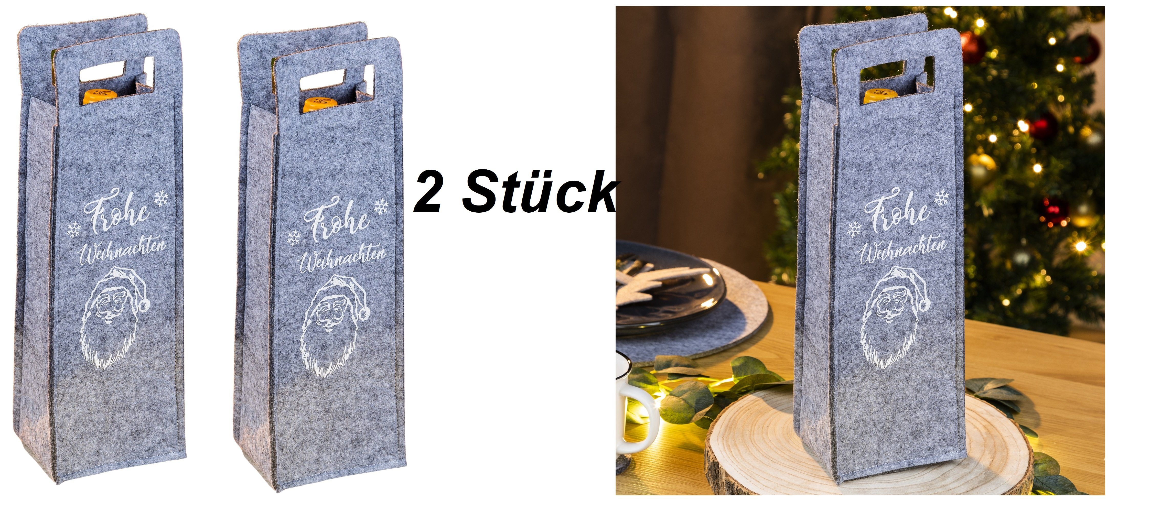 Rungassi Vorratsdose 2x Weintasche Getränke Geschenke Tasche aus Filz H 39cm 54764
