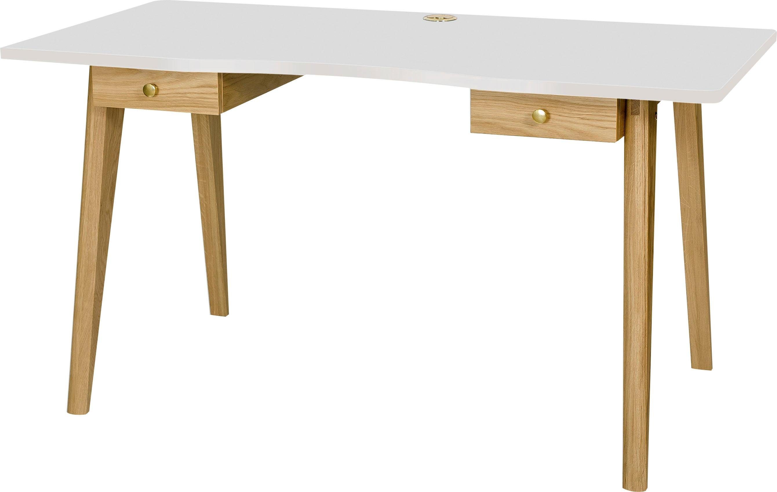Woodman Schreibtisch Nice (B/T/H: 140/70/75 cm), im skandinavian Design, Tischbeine aus massiver Eiche, FSC®