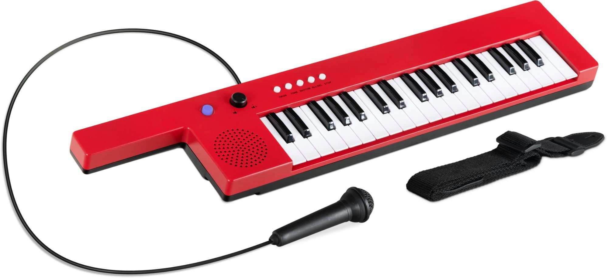 McGrey Spielzeug-Musikinstrument KT-3712 Kinder-Keyboard mit 37 Tasten - inkl. Mikrofon & Tragegurt, mit 4 Klangfarben, 4 Begleitrhythmen - 10 Demosongs & Aufnahmefunktion