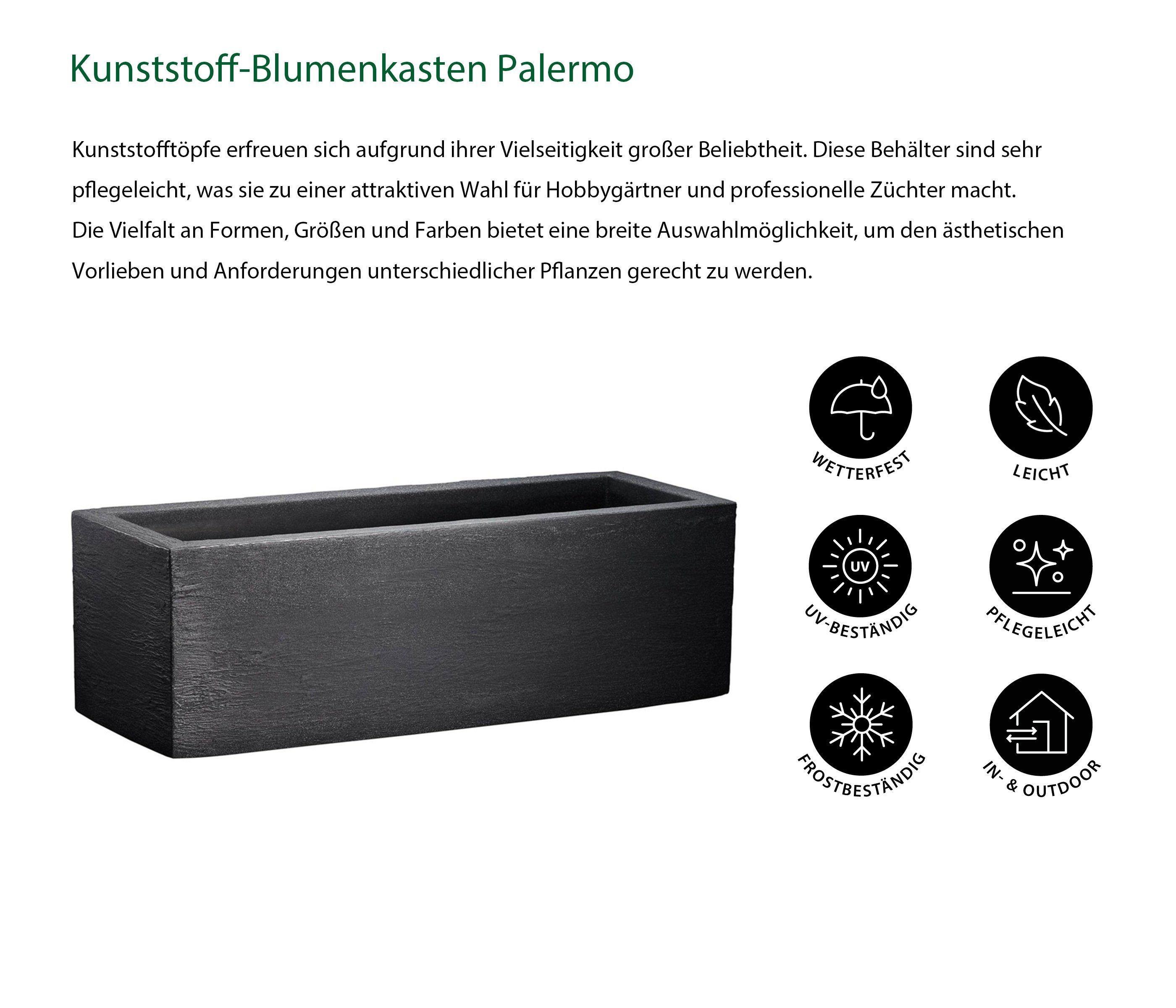 Dehner Blumentopf Palermo, winterfest, 80 x 30 x 27 cm, Kunststoff, Hochwertiger und leichter Pflanzkasten für Balkon und Terrasse