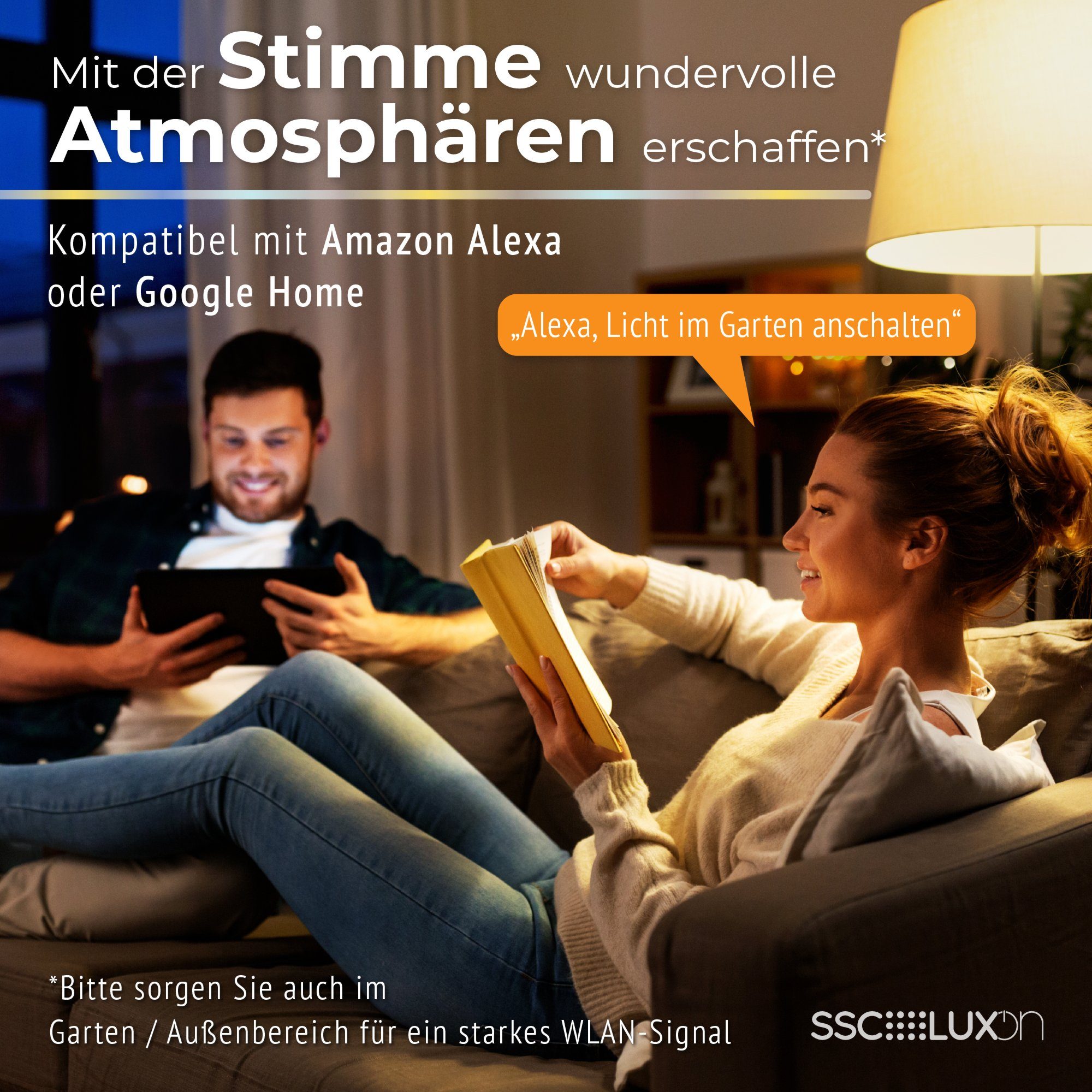 SSC-LUXon LED Gartenstrahler RADIVO Poller Wegeleuchte in anthrazit IP44 mit Smarte WLAN Filament, Neutralweiß, Warmweiß, Tageslichtweiß