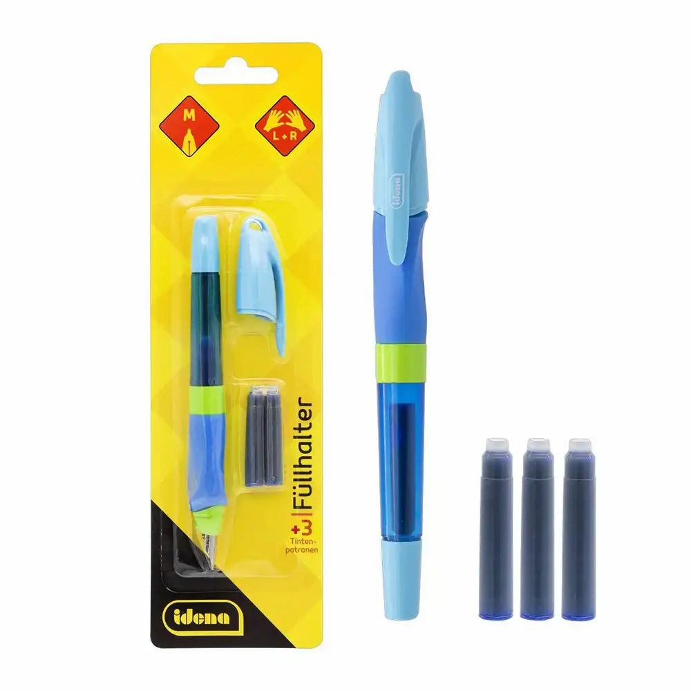 Idena Spiel Idena Premium Füllhalter Set - Eleganter blauer Füllhalter mit 3 Tinte