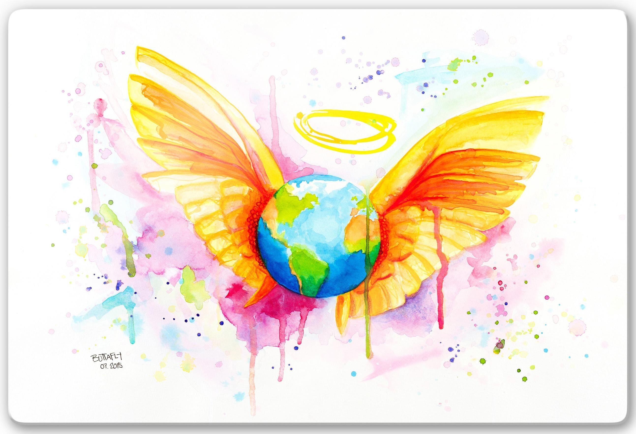 Wall-Art Glasbild Buttafly - Angel, 60/40 cm