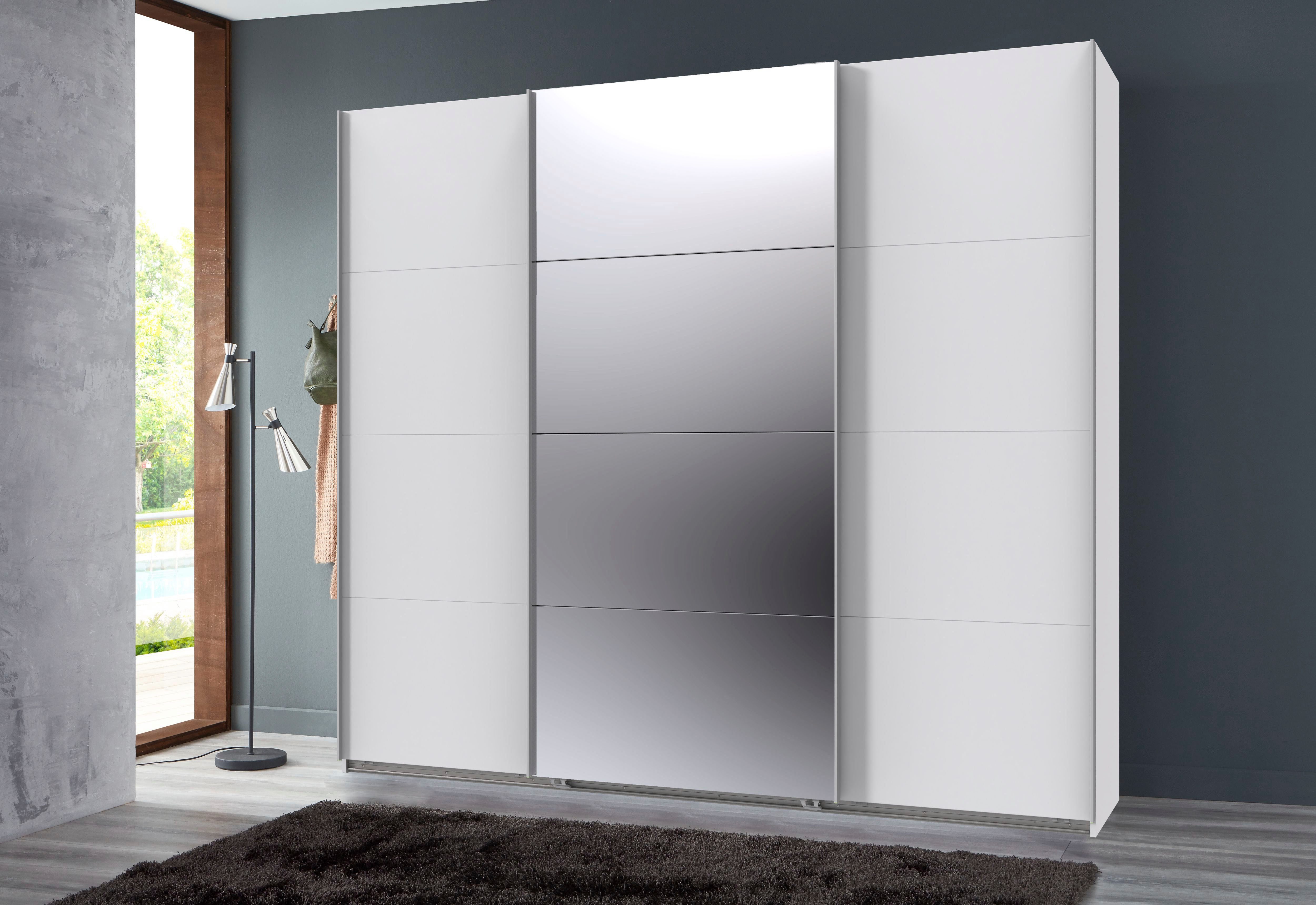 Wimex Kleiderschrank Mugano, Made in Germany, Lieferung bis in Deine Etage und Stellort (wähle Deine Ausstattung: Basic oder Premium) 3 Schwebetüren, große Größen, mit oder ohne Spiegel, Metallgriffe