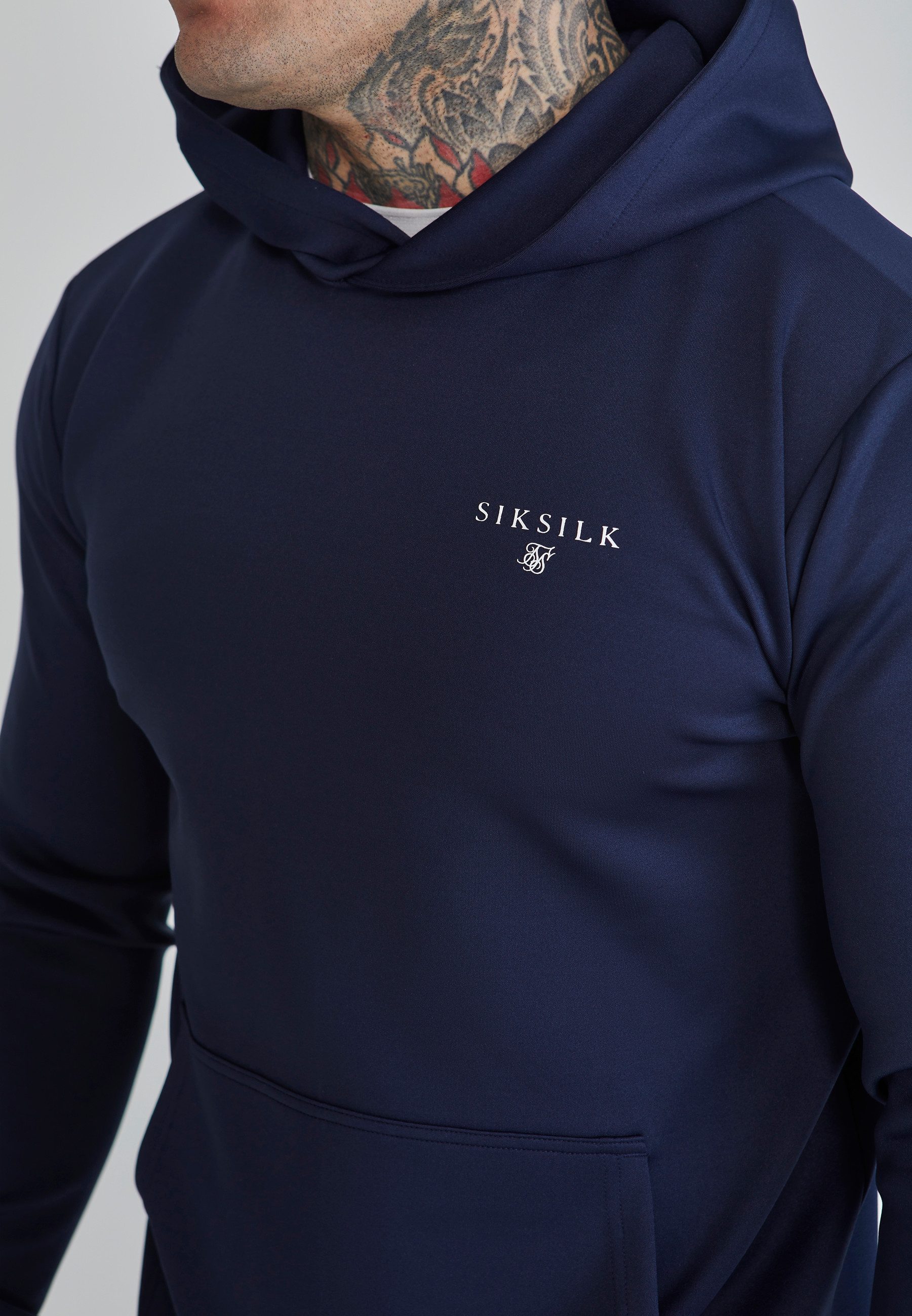 Siksilk Sweatjacke SikSilk Herren Marineblauer Essentials Poly Kapuzenpullover