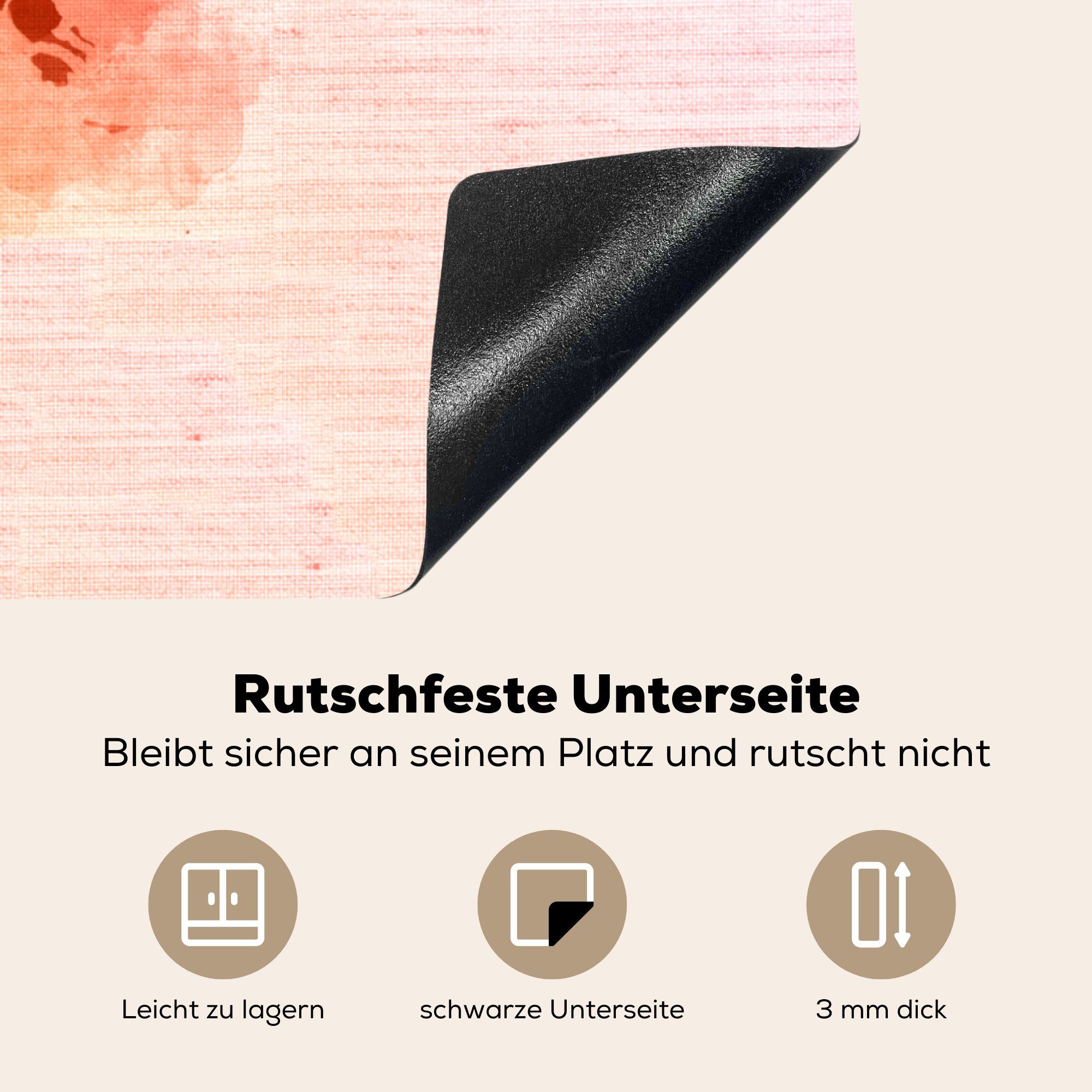 MuchoWow Herdblende-/Abdeckplatte Europa Vinyl, - (1 - Rot, Arbeitsplatte für Aquarell 78x78 küche Ceranfeldabdeckung, cm, tlg)