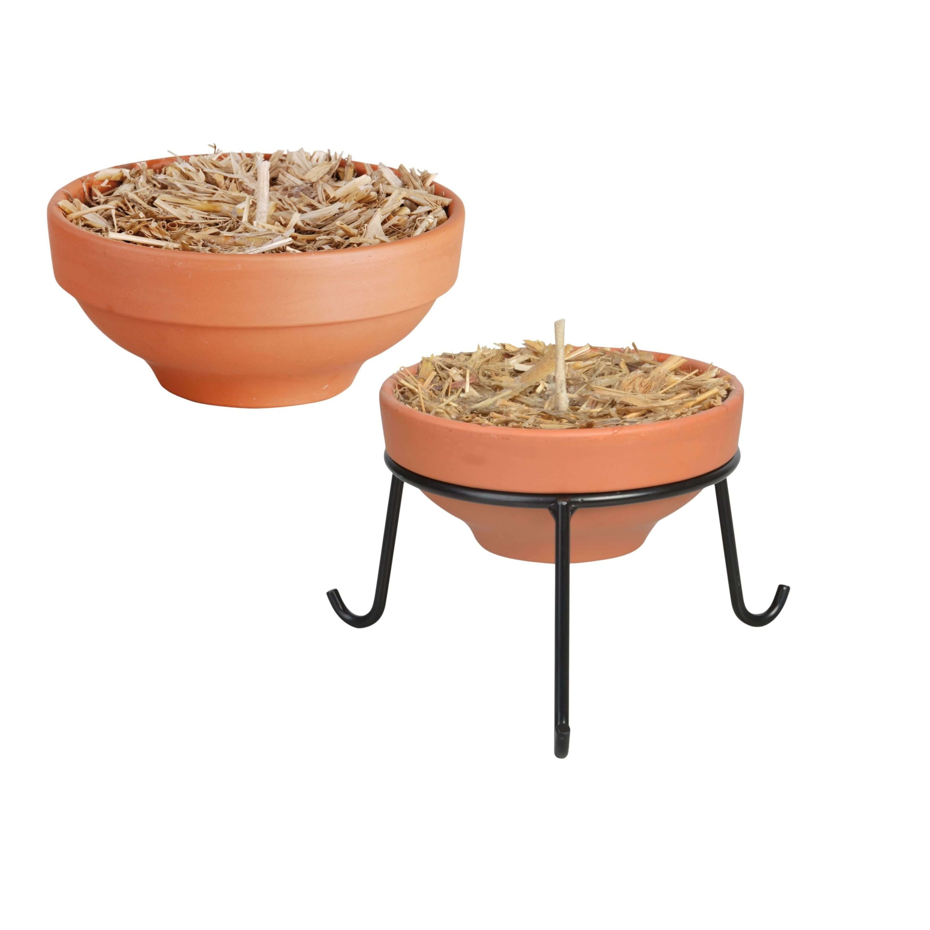 degawo Feuerschale Feuertopf Set 2 Schalen 1 Ständer Garten Terrasse Balkon Deko, (2 x Feuertopf + 1 x Passendem Ständer)