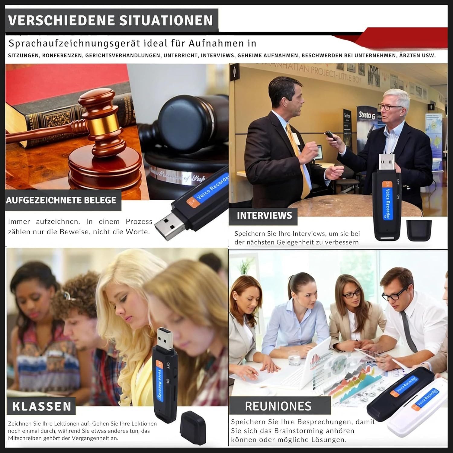SpionProfi 8GB Usb Stick Voice Recorder Diktiergerät Ton Aufnahme Digitales Diktiergerät (Spion Abhörgerät Wanze Voice Recorder Spy getarnt Diktiergerät)