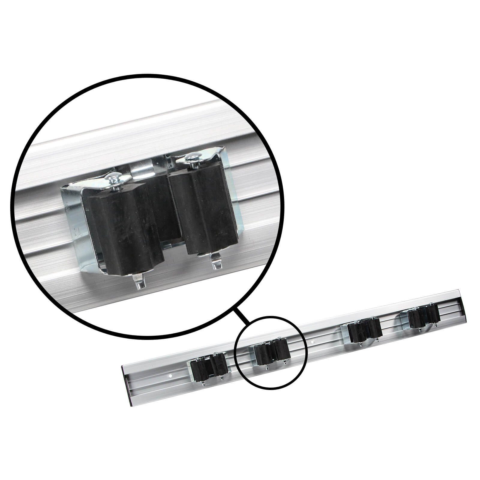 Work plus Wandhalterung Gartengeräte Werkzeugleiste Wandhalter Besenhalter auf Schiene 4, (Klemmbacken 4-fach Halter für Rundstiele)