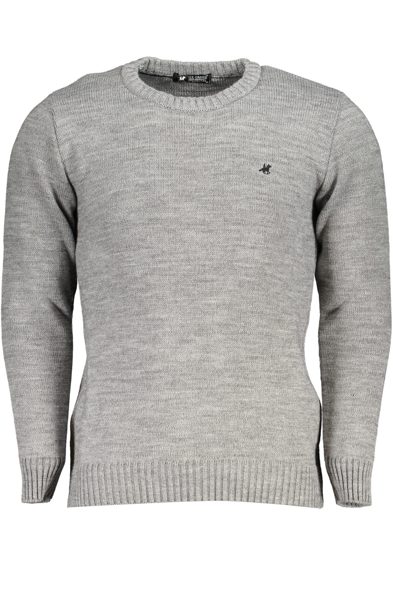 U.S. Polo Strickpullover Grauer Herrenpullover mit Stickerei und Rundhals - Eleganter Look