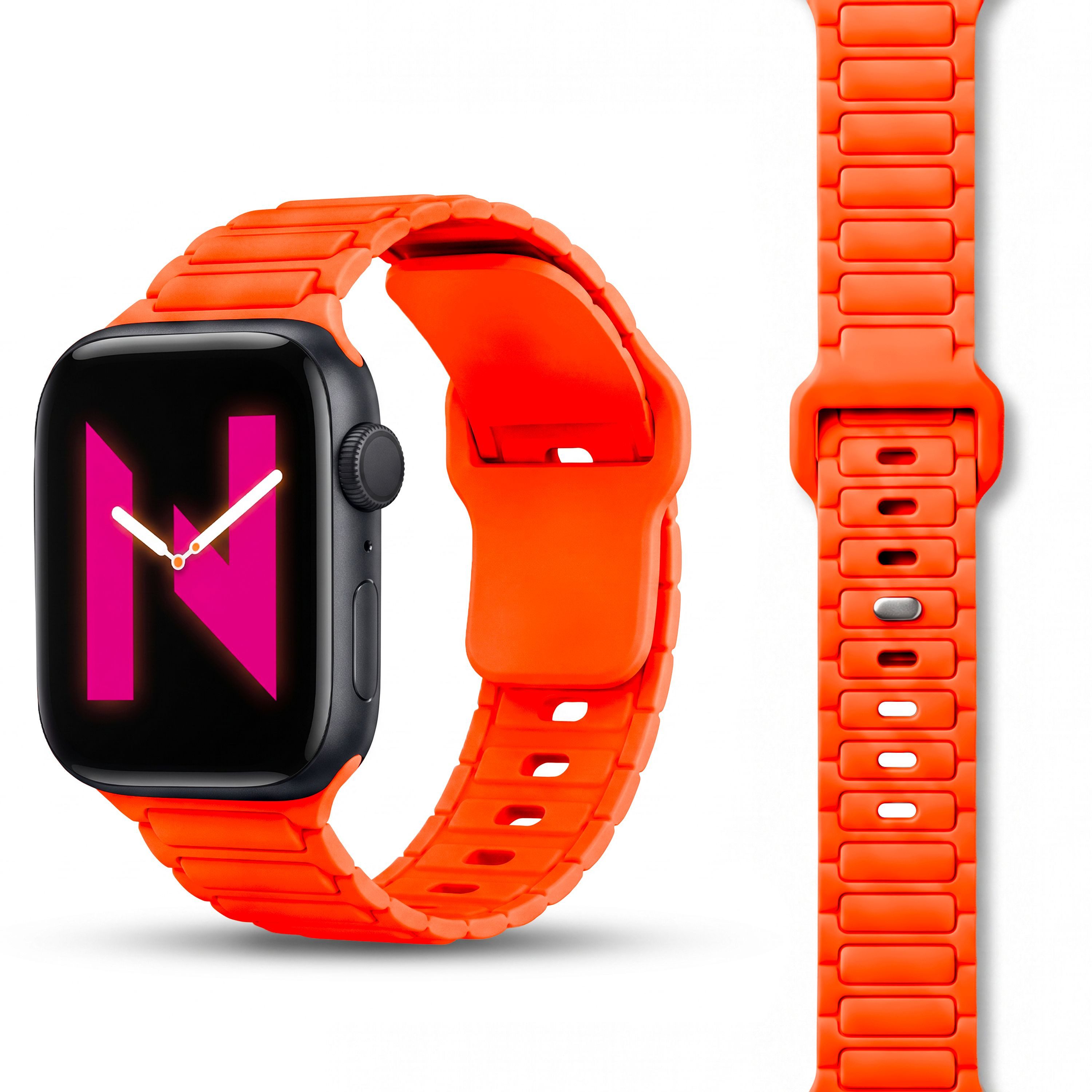 Nalia Smartwatch-Armband Apple Watch 44/45/46/49mm, Magnetisches Silikon Ersatzband / für Fitness Uhr / Wasserbeständig