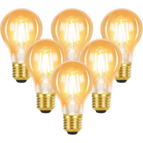 Nettlife LED-Leuchtmittel E27 Vintage A60 Glühbirne 4W 2700K Edison Energiesparlampe, E27, 6 St., Warmweiß, für Haus Hotel Bar Café
