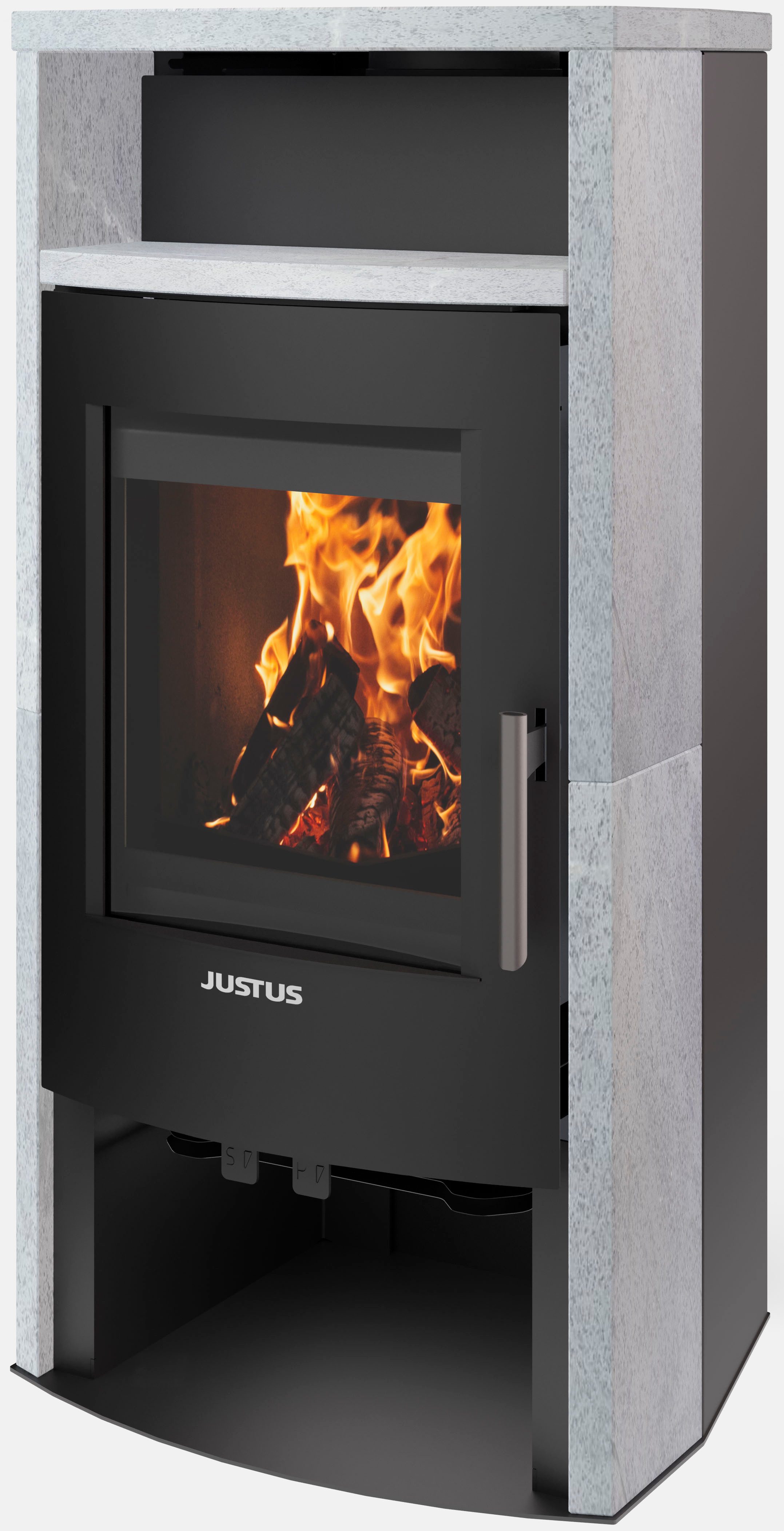 JUSTUS Kaminofen Lara Speckstein, 6,5 kW, Zeitbrand, Aufstellort in deinem Zuhause, externe Verbrennungsluft