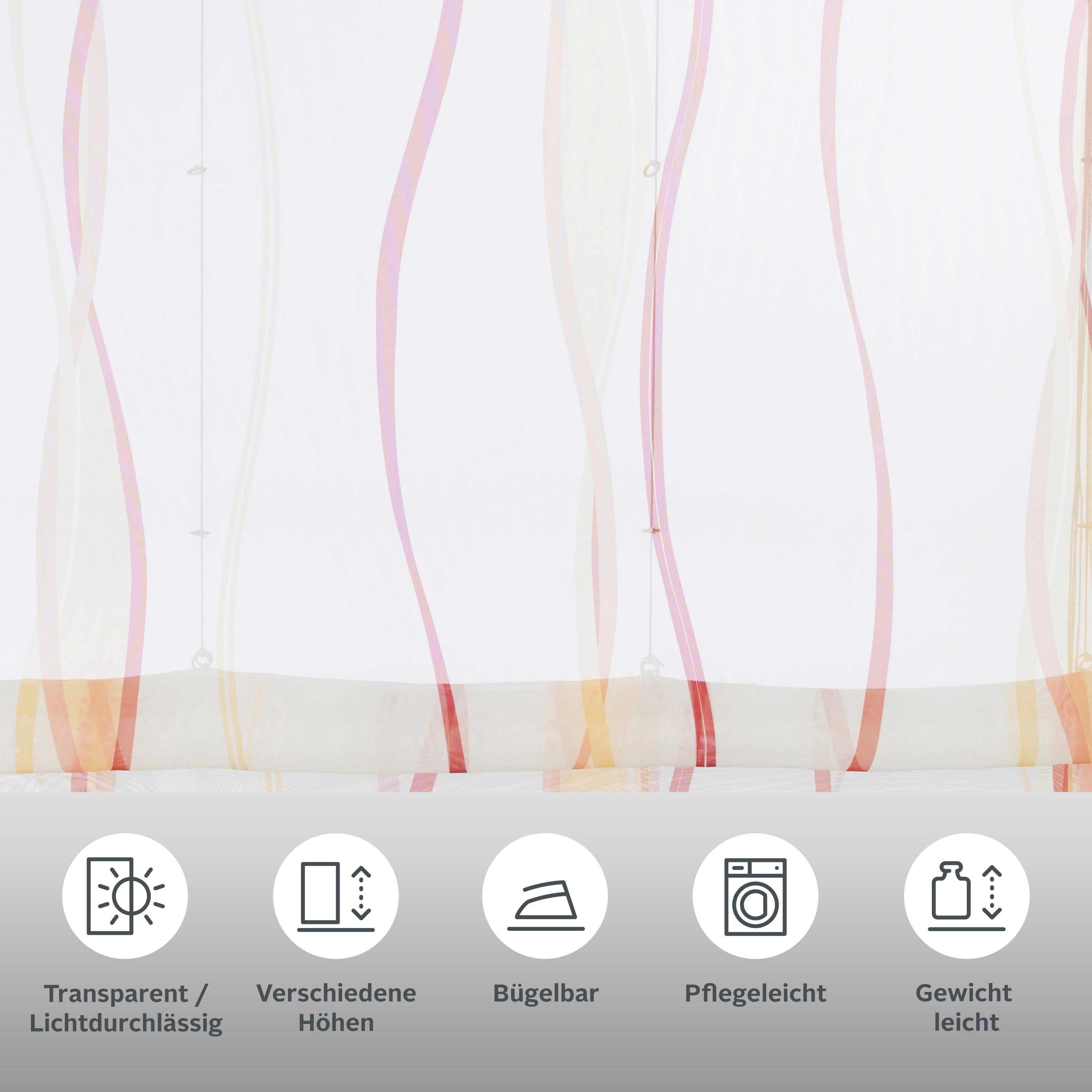 OTTO home Raffrollo Dimona, mit Klettschiene, Transparent, Voile, Polyester, Wellen