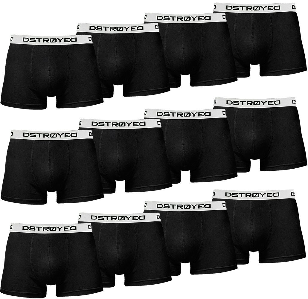 DSTROYED Boxershorts Herren Männer Unterhosen Baumwolle Premium Qualität perfekte Passform (Spar-Pack, 12er Pack) S - 7XL 313h-schwarz