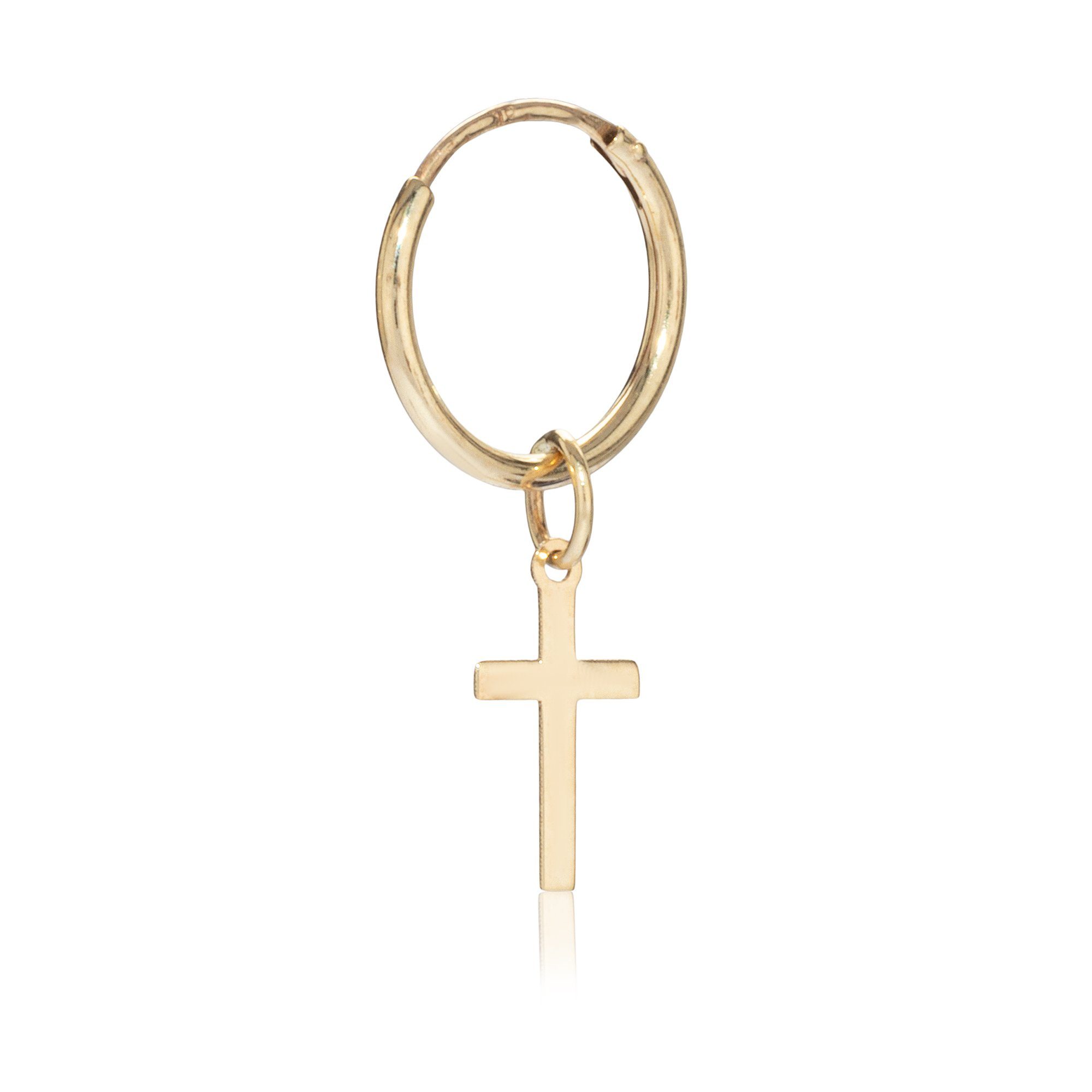 NKlaus Single-Creole Einzel 10mm Gothic Creolen mit Kreuz 333 Gelb Gold günstig online kaufen