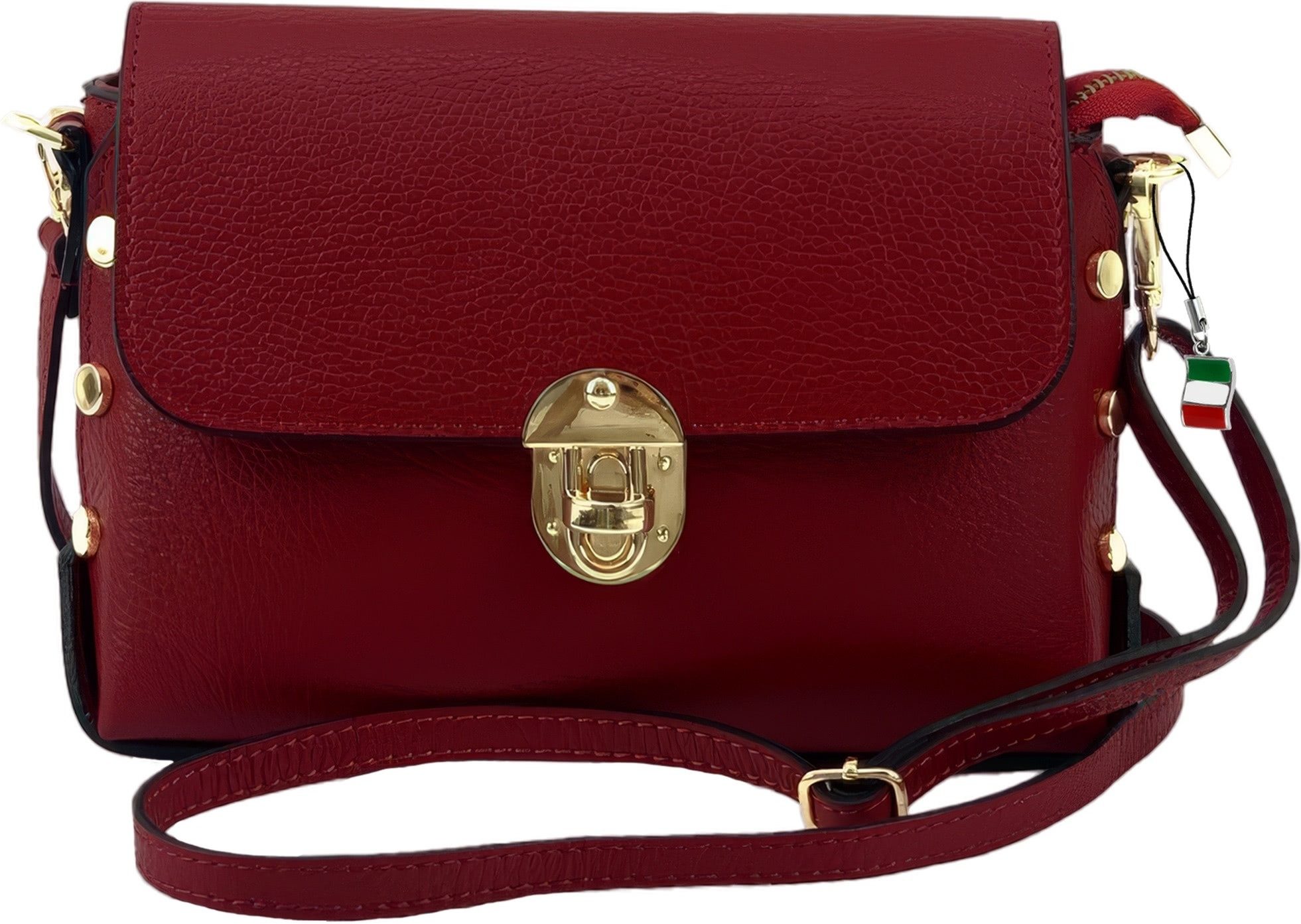 FLORENCE Umhängetasche Florence Damen Tasche Echtleder dunkelrot (Umhängetasche), Damen Umhängetasche Leder, dunkelrot ca. 22cm