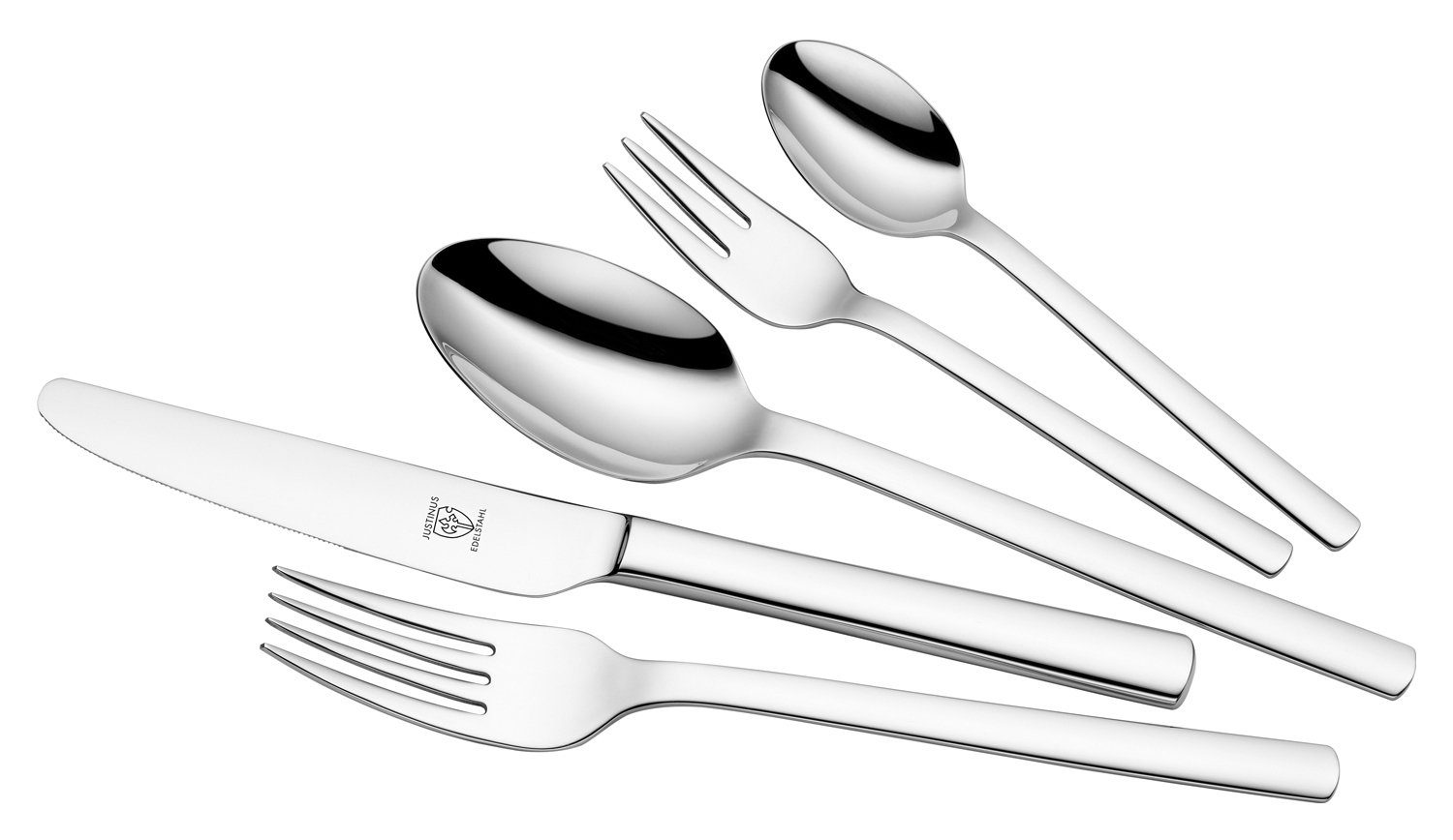 Justinus Besteck-Set ALPHA, 30-teilig, für 6 Personen, Poliert, (30-tlg), 6 Personen, Edelstahl 18/0