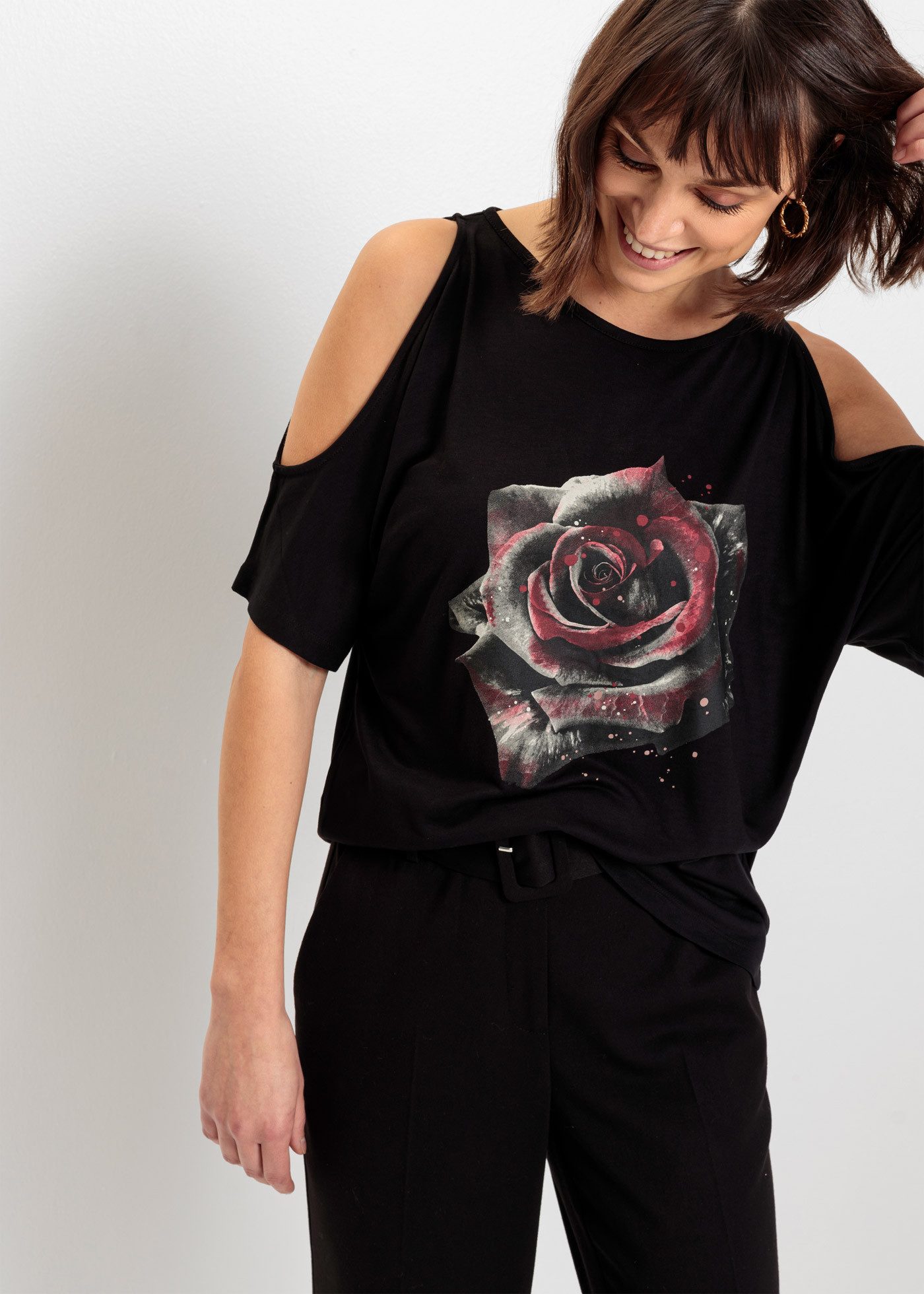 bonprix T-Shirt Cold-Shoulder-Shirt aus Viskose günstig online kaufen