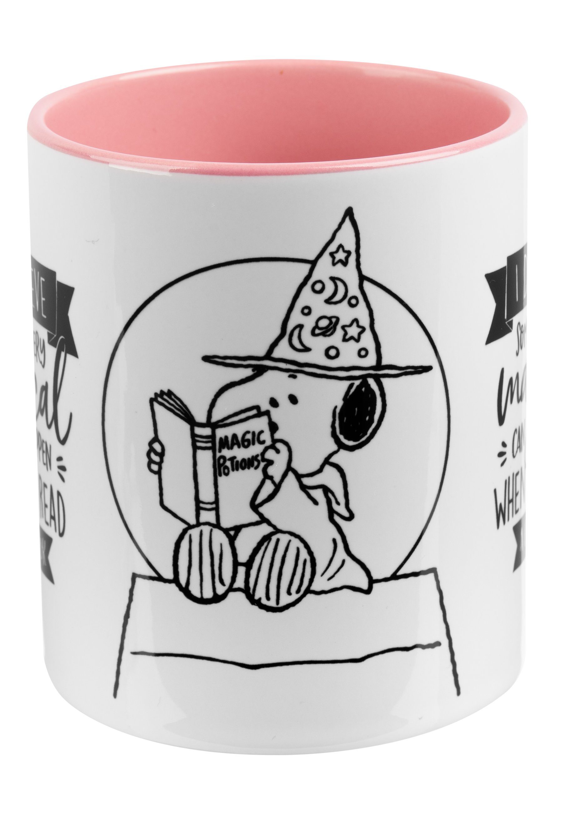 Tasse Kaffeetasse Snoopy United Peanuts The Rosa - 320 Weiß Magical Labels® Keramik ml, Tasse