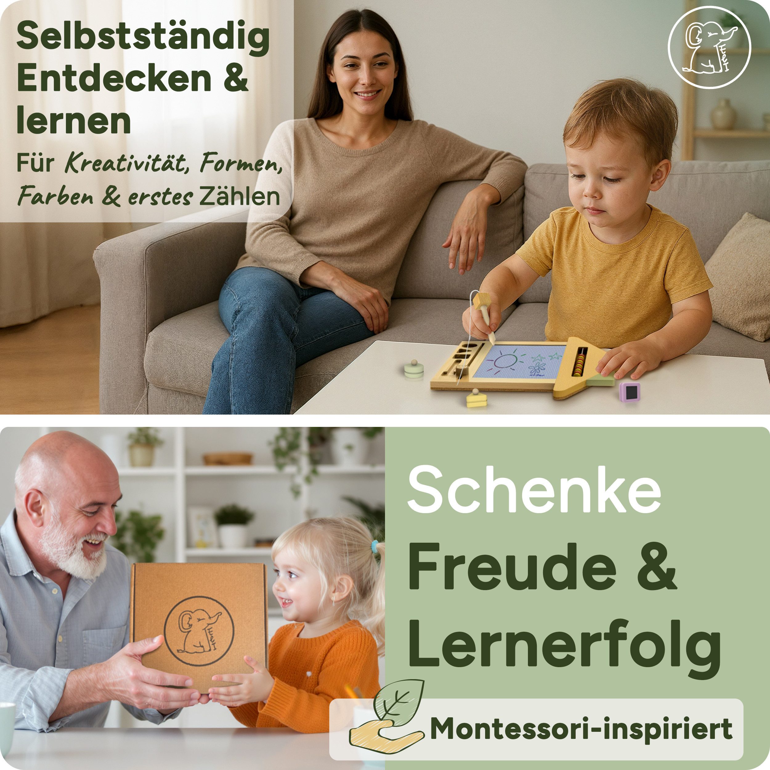 Eli Zaubertafel aus Holz für Kinder ab 2 Jahre inkl. Stempel und Malstift, günstig online kaufen