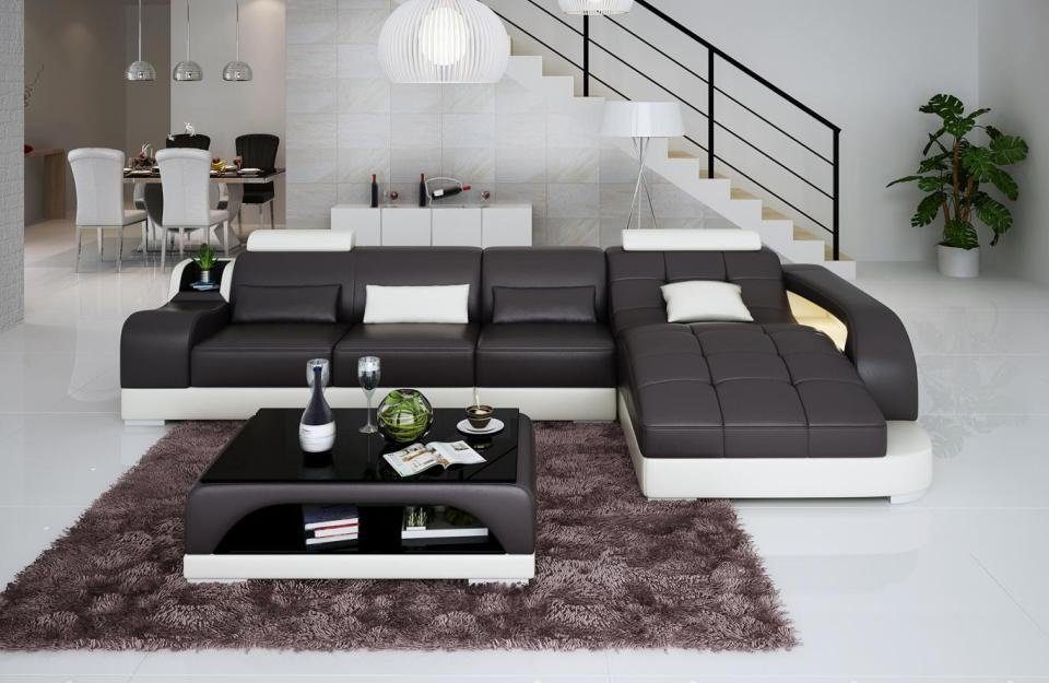 Leder Couch Polster Ecksofa, JVmoebel Sofa Designer L-Form Ecksofa Sitz Wohnlandschaft